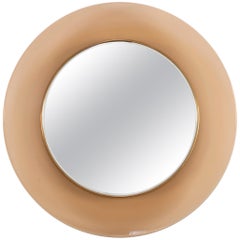 Max Ingrand Mirror for Fontana Arte with Peach Glass Surround