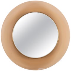 Max Ingrand Mirror for Fontana Arte with Peach Glass Surround