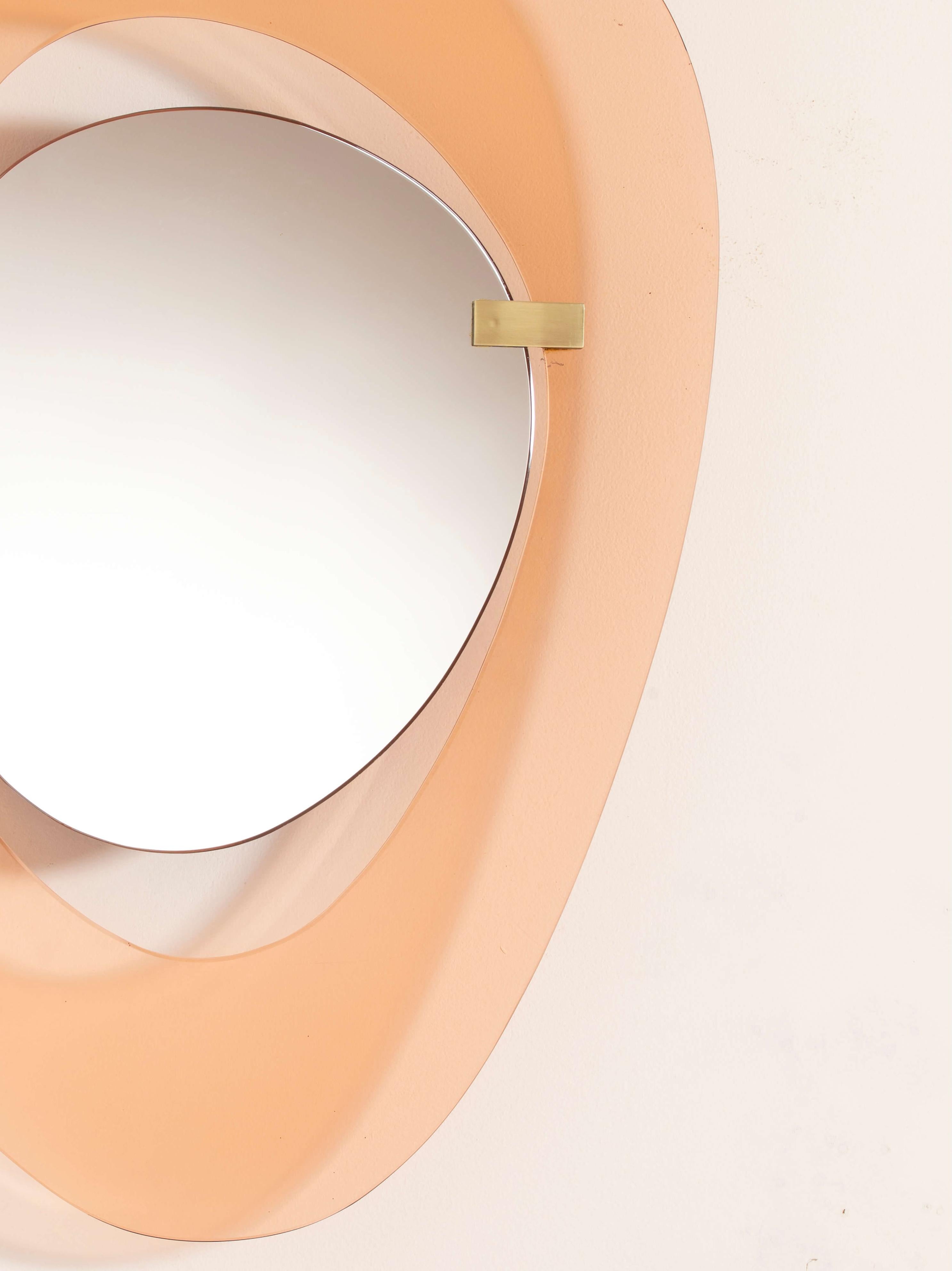 Max Ingrand mirror with glass frame and brass mounts, Fontana Arte, Italy, 1960s For Sale 2