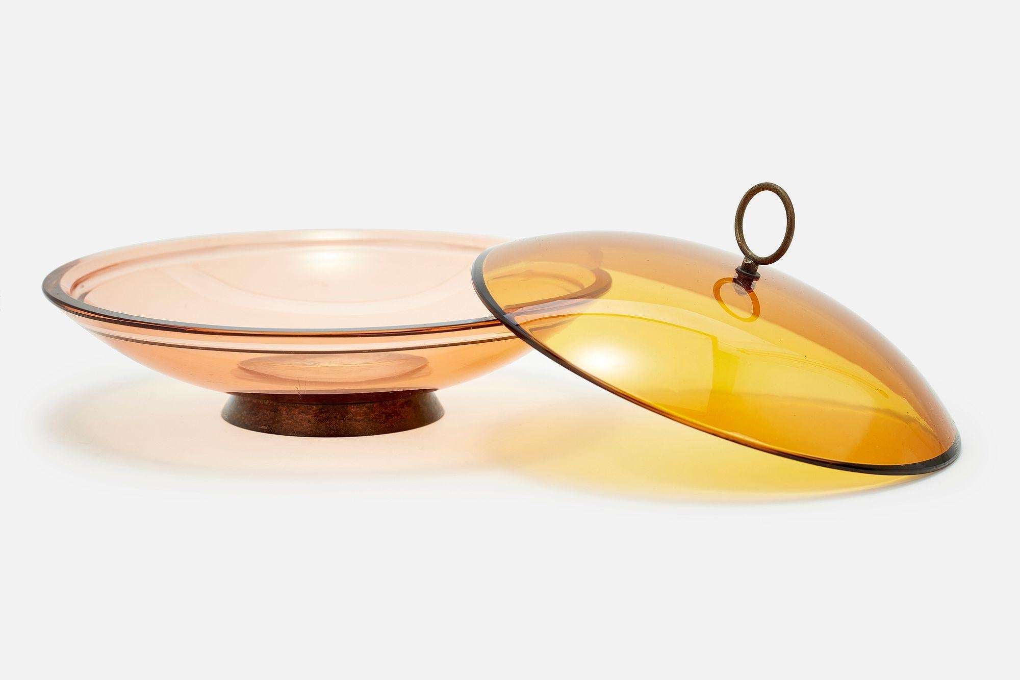 Art nouveau Plat à couvercle en cristal Max Ingrand modèle 2004 pour Fontana Arte, 1955 en vente