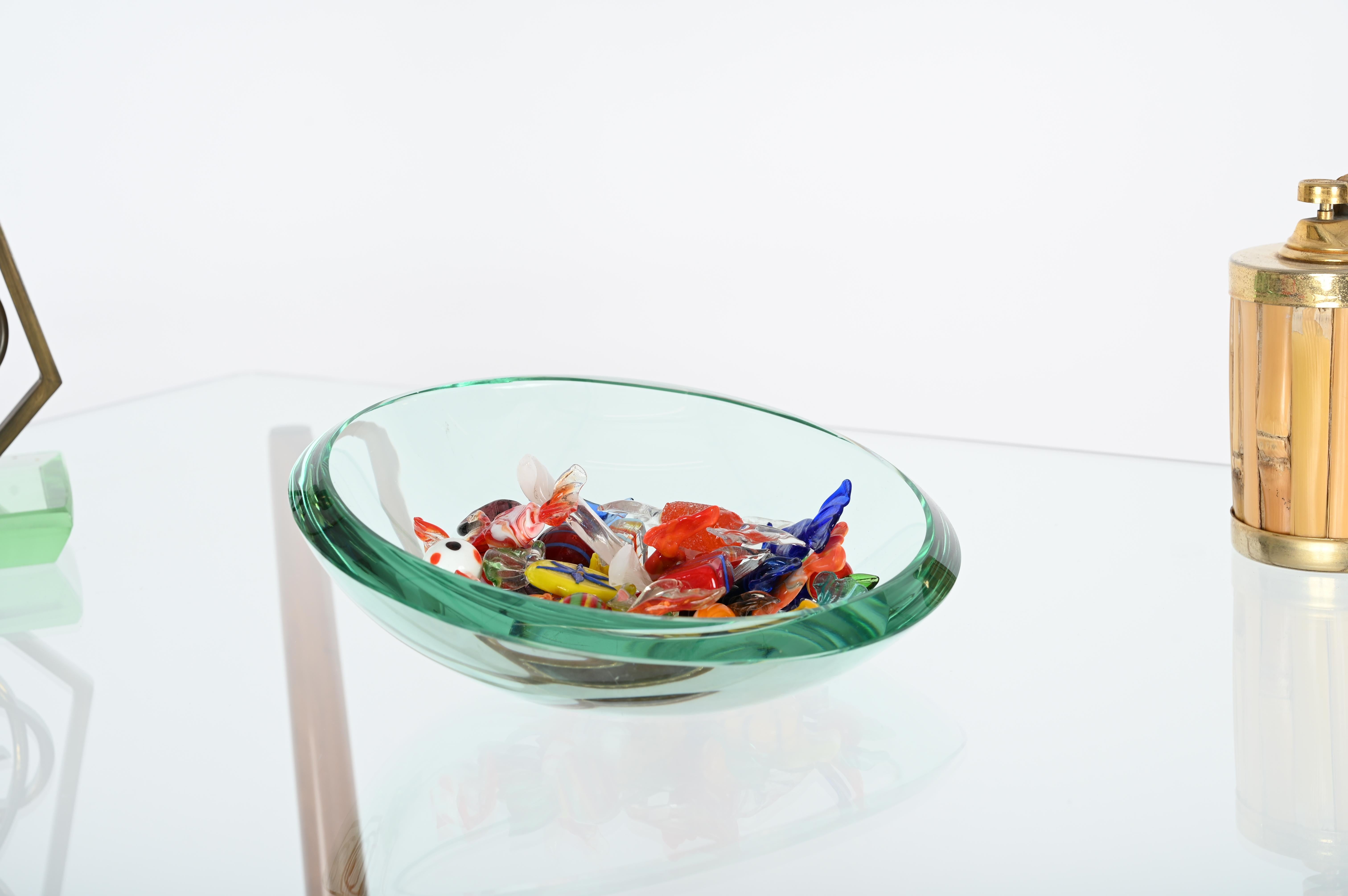Max Ingrand Nile Green Crystal Bowl or Vanity Tray by Fontana Arte, Italy 1950s For Sale 3