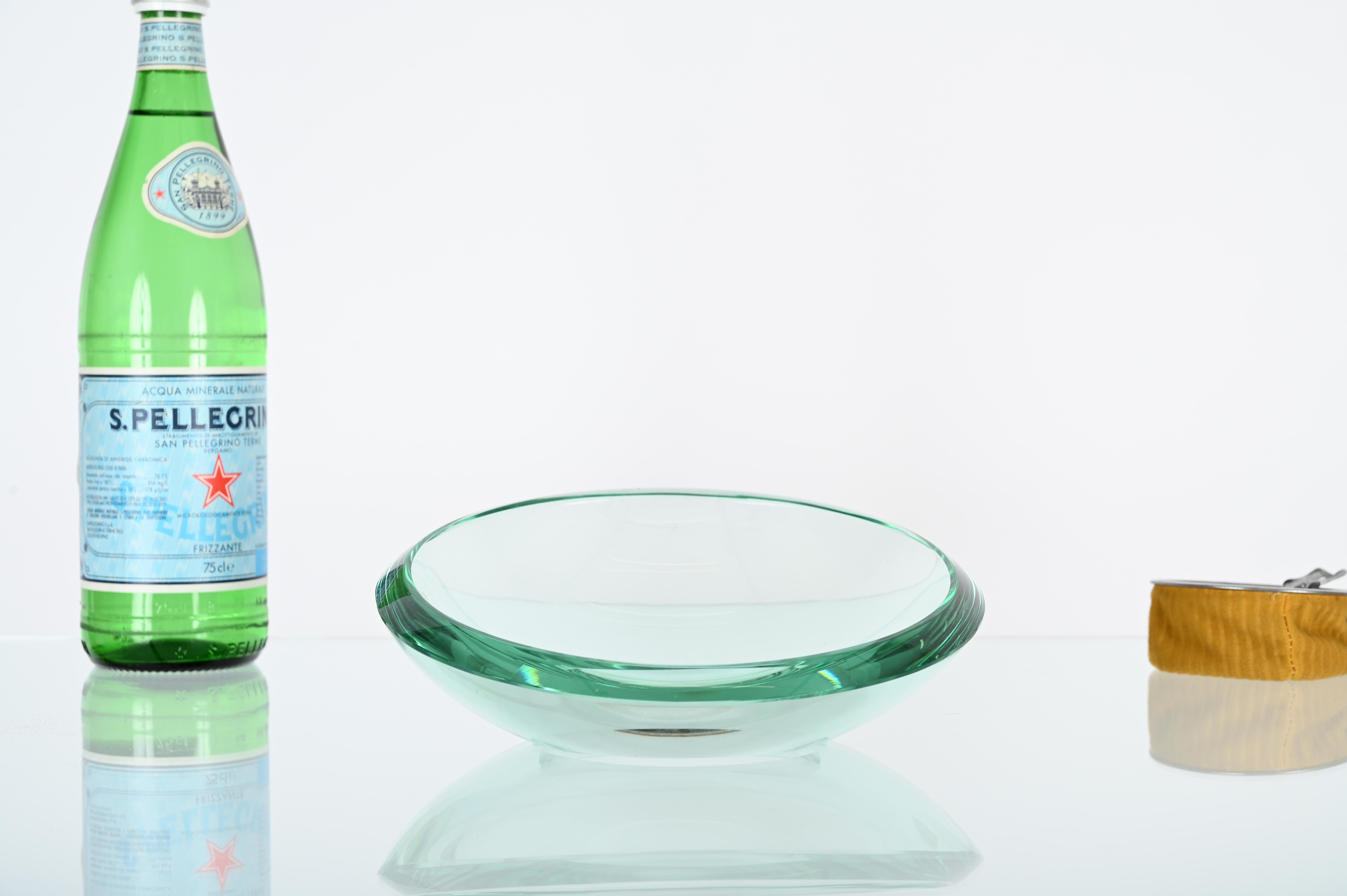 Max Ingrand Nile Green Crystal Bowl or Vanity Tray by Fontana Arte, Italy 1950s For Sale 4