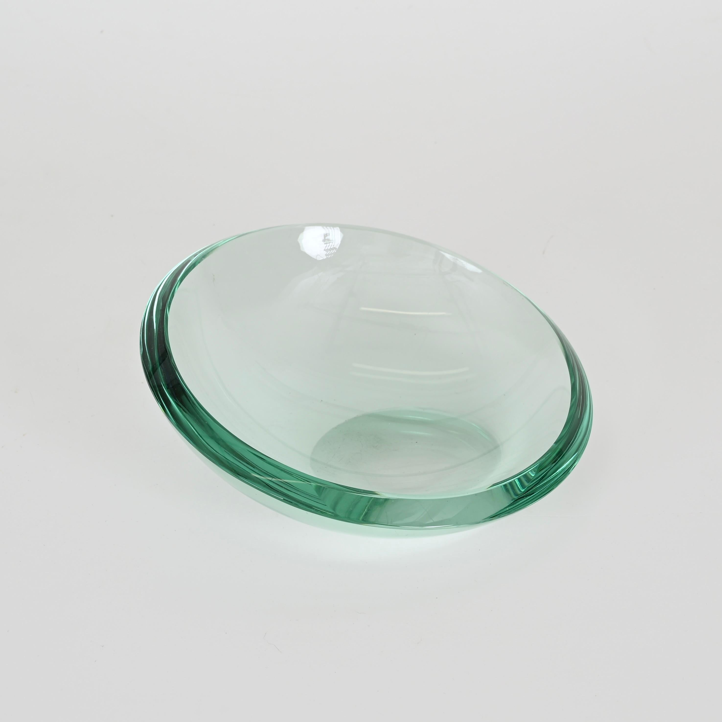 Max Ingrand Nile Green Crystal Bowl or Vanity Tray by Fontana Arte, Italy 1950s For Sale 5