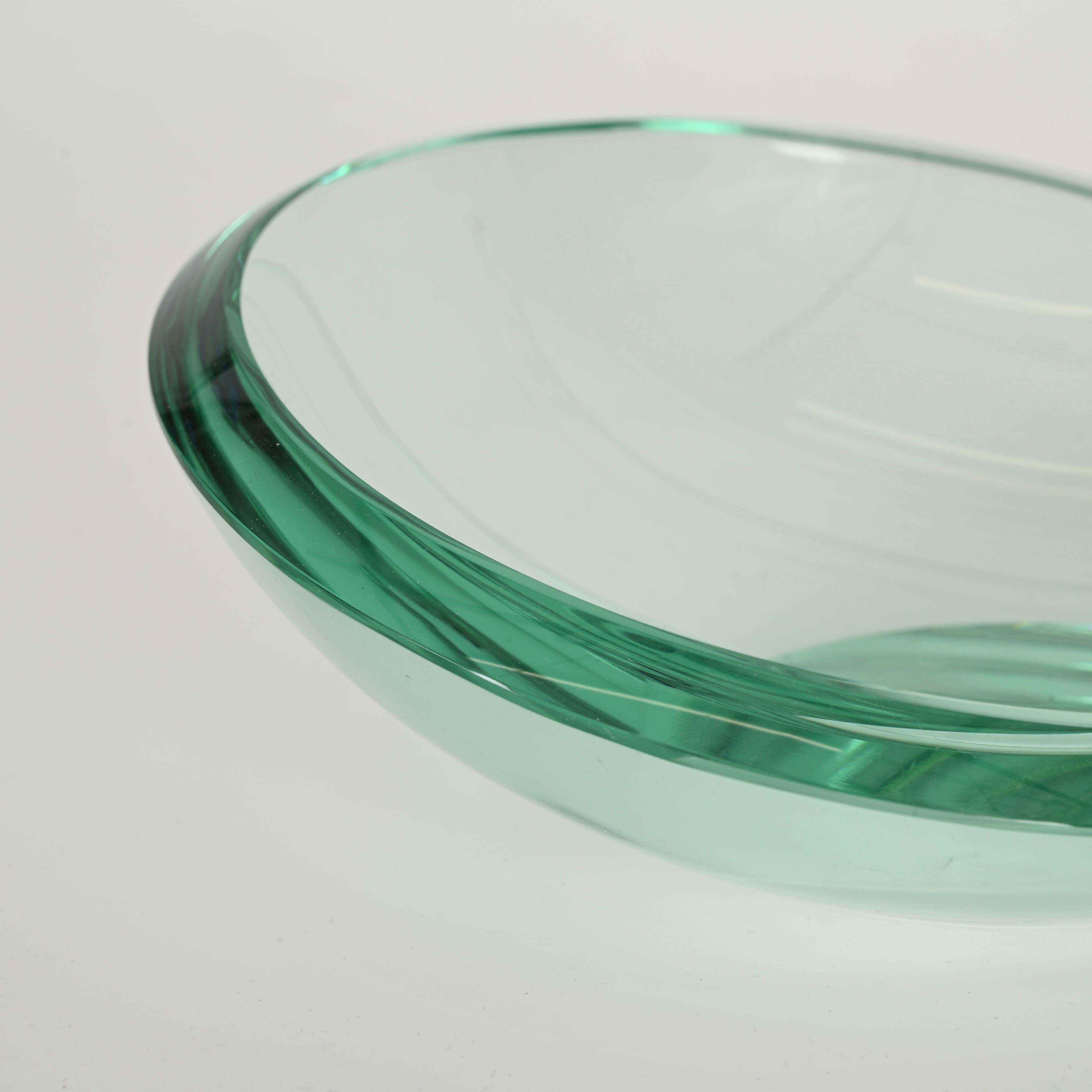 Max Ingrand Nile Green Crystal Bowl or Vanity Tray by Fontana Arte, Italy 1950s For Sale 6