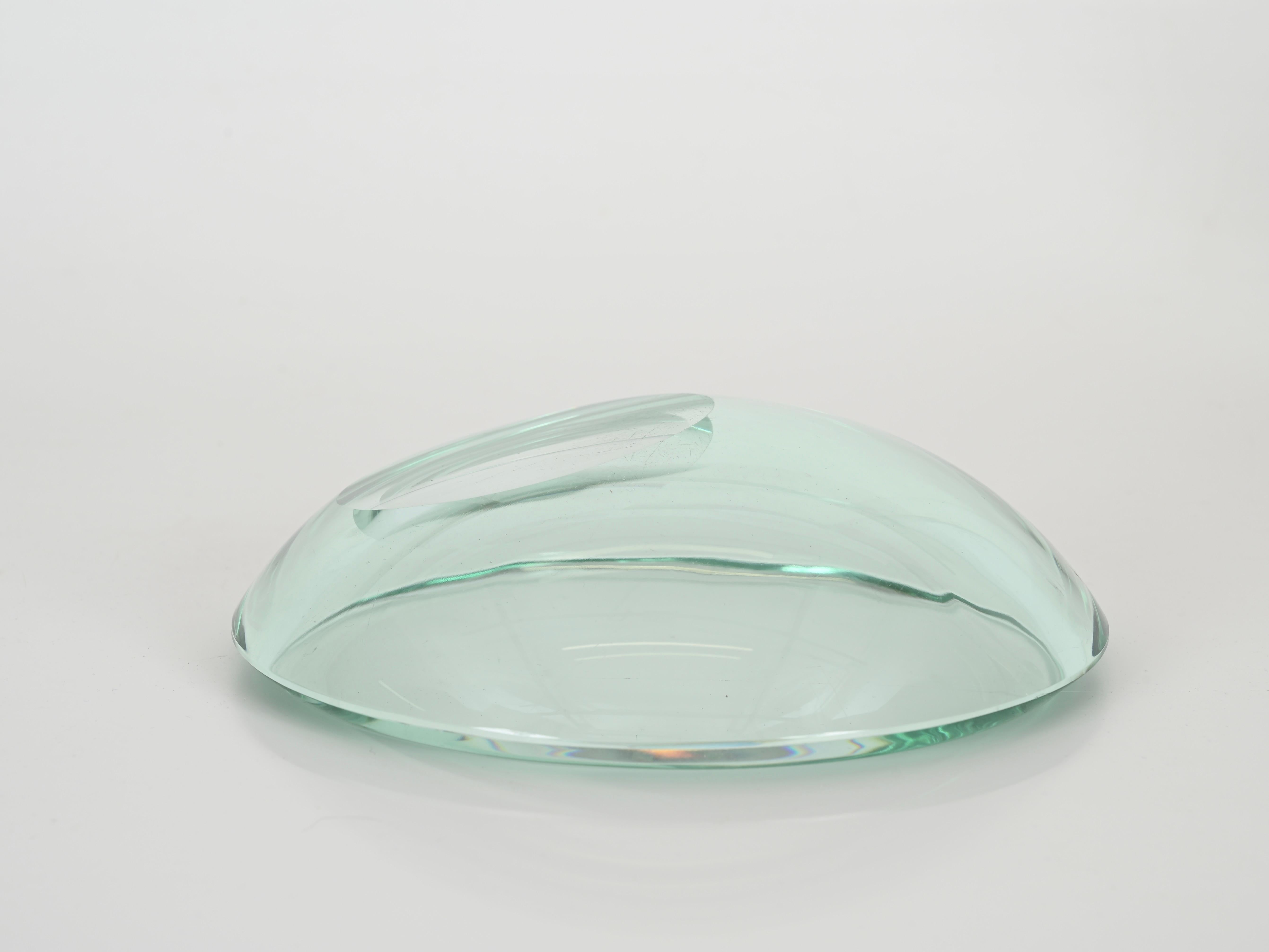 Max Ingrand Nile Green Crystal Bowl or Vanity Tray by Fontana Arte, Italy 1950s For Sale 8