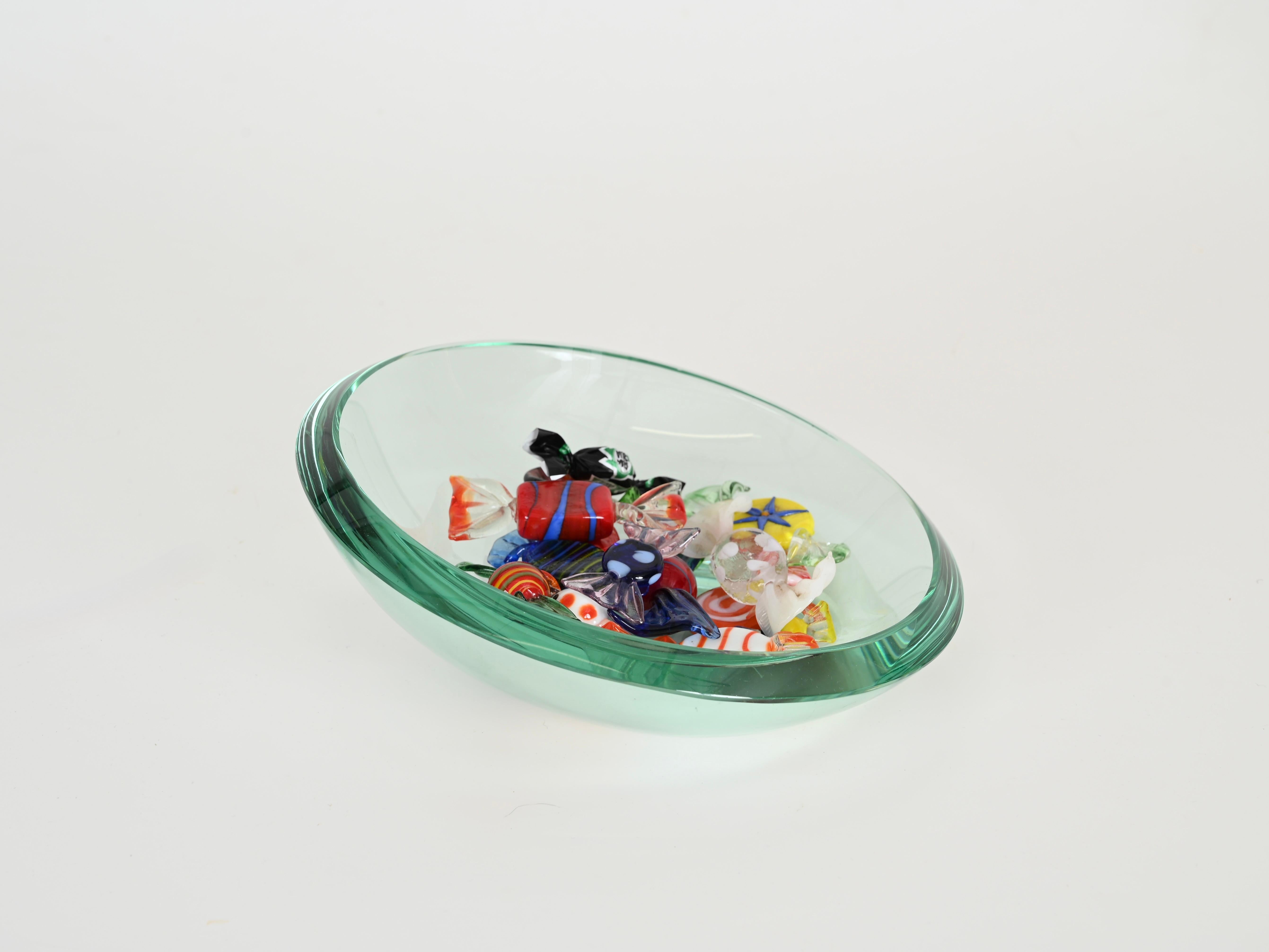 Max Ingrand Nile Green Crystal Bowl or Vanity Tray by Fontana Arte, Italy 1950s For Sale 9