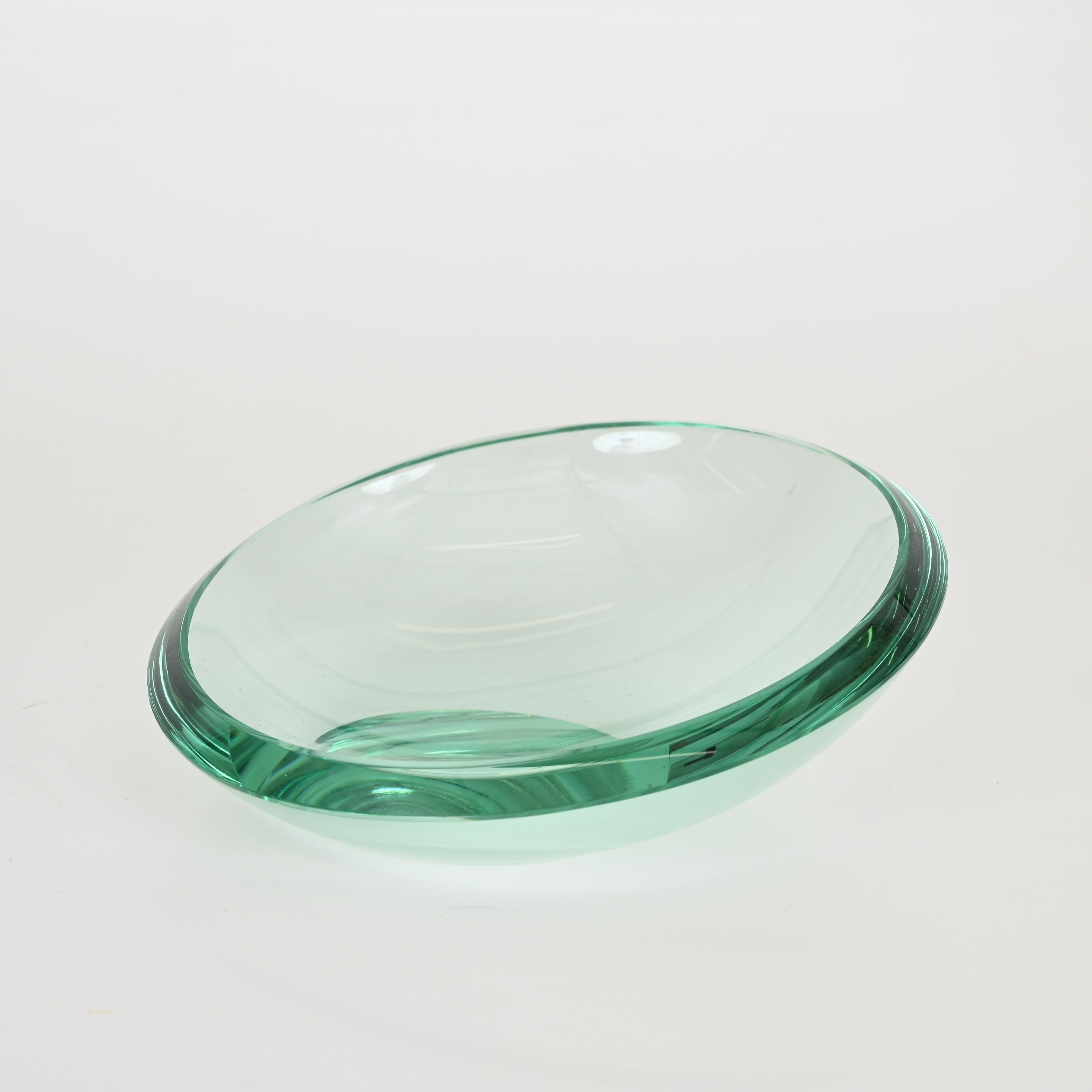Max Ingrand Nile Green Crystal Bowl or Vanity Tray by Fontana Arte, Italy 1950s For Sale 10