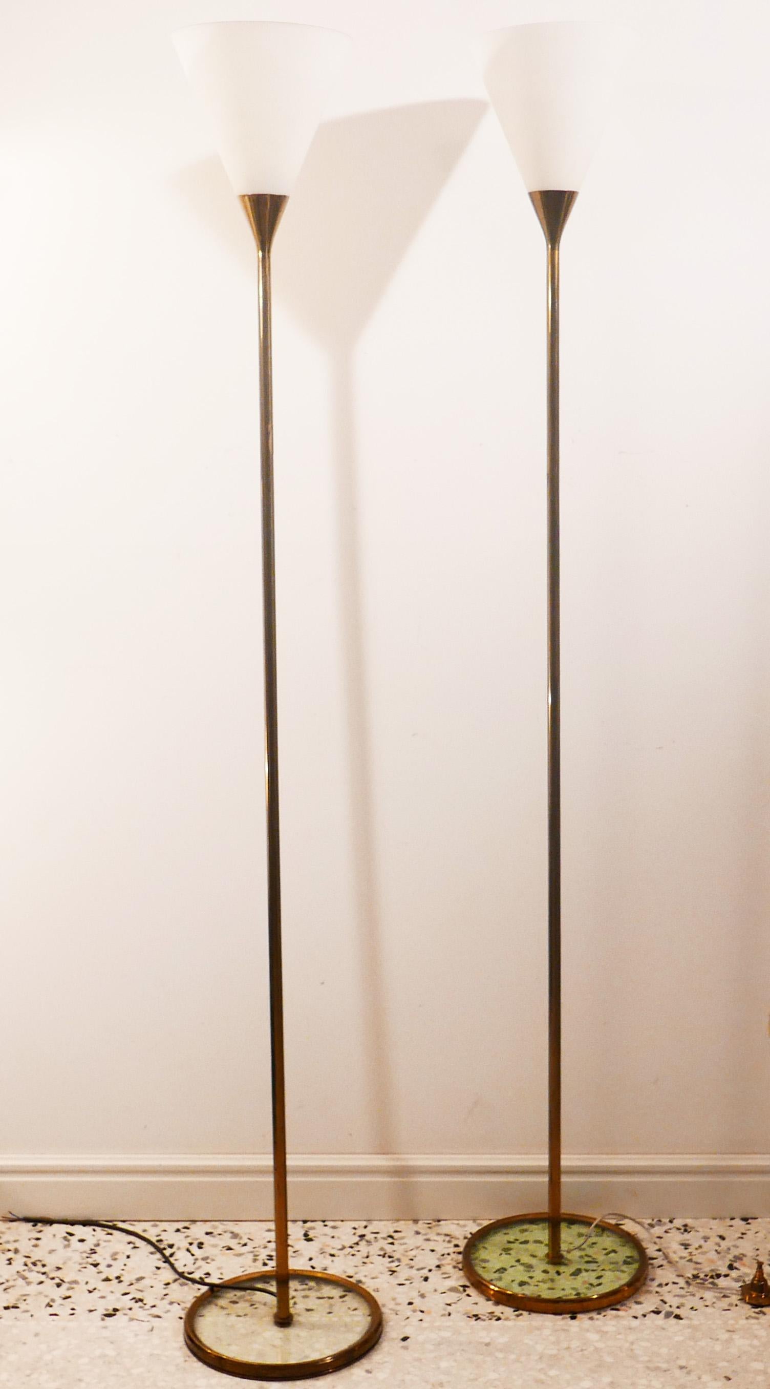 Max Ingrand Pair of Brass Floor Lamps Mod. 2003 for Fontana Arte, Milano, 1950s 4