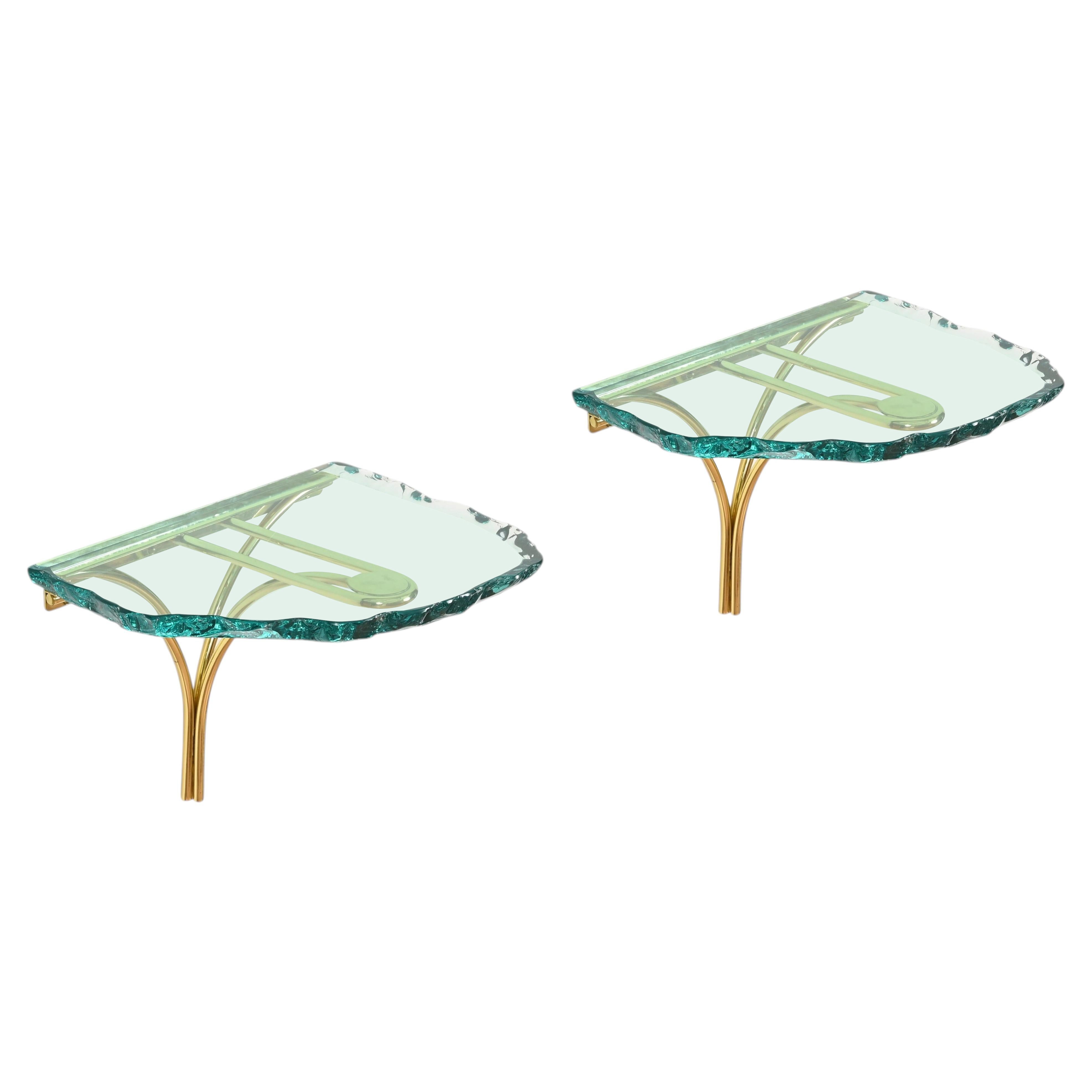Max Ingrand Pair of Nightstands in Turquoise Glass, Fontana Arte, Italy, 1960s For Sale