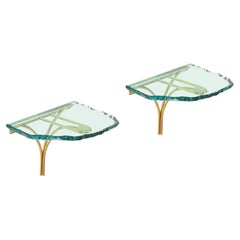 Paire de tables de nuit en verre turquoise Max Ingrand, Fontana Arte, Italie, années 1960