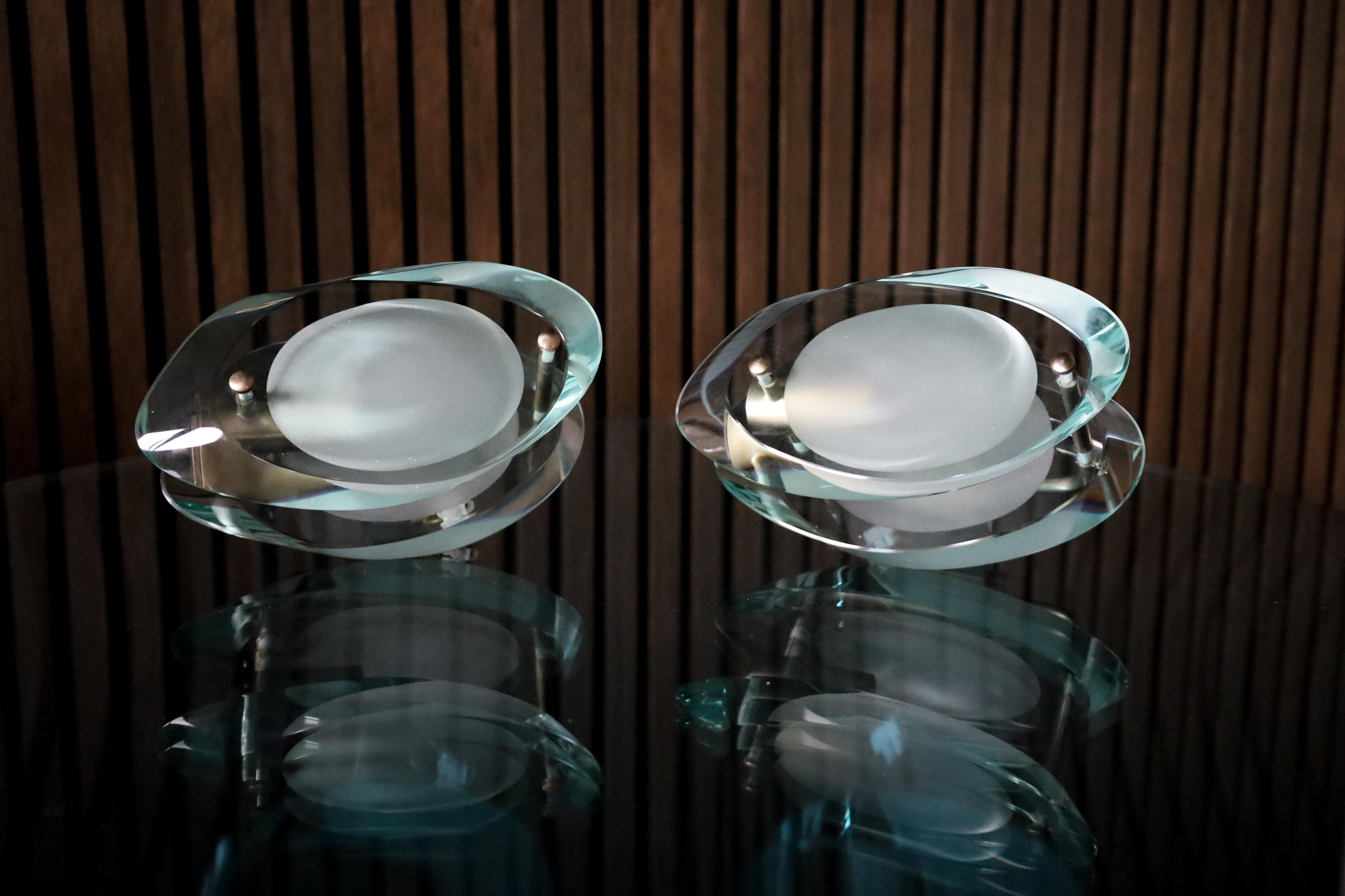 Max Ingrand Pair of Two Murano Wall Sconces for Fontana Arte Model 2093, 1961 13