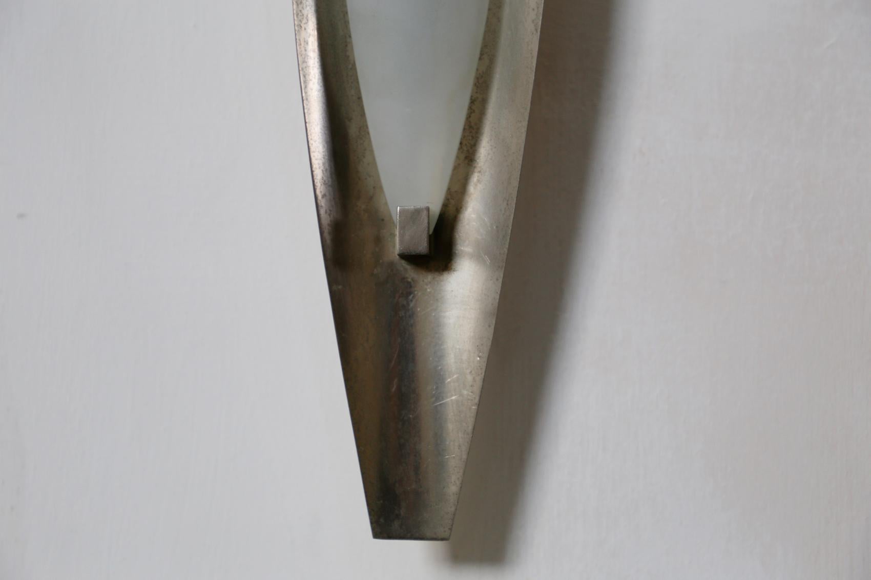 Mid-20th Century Max Ingrand Pair of Wall Lamps for Fontana Arte Nickel-Plated Brass, 1950s