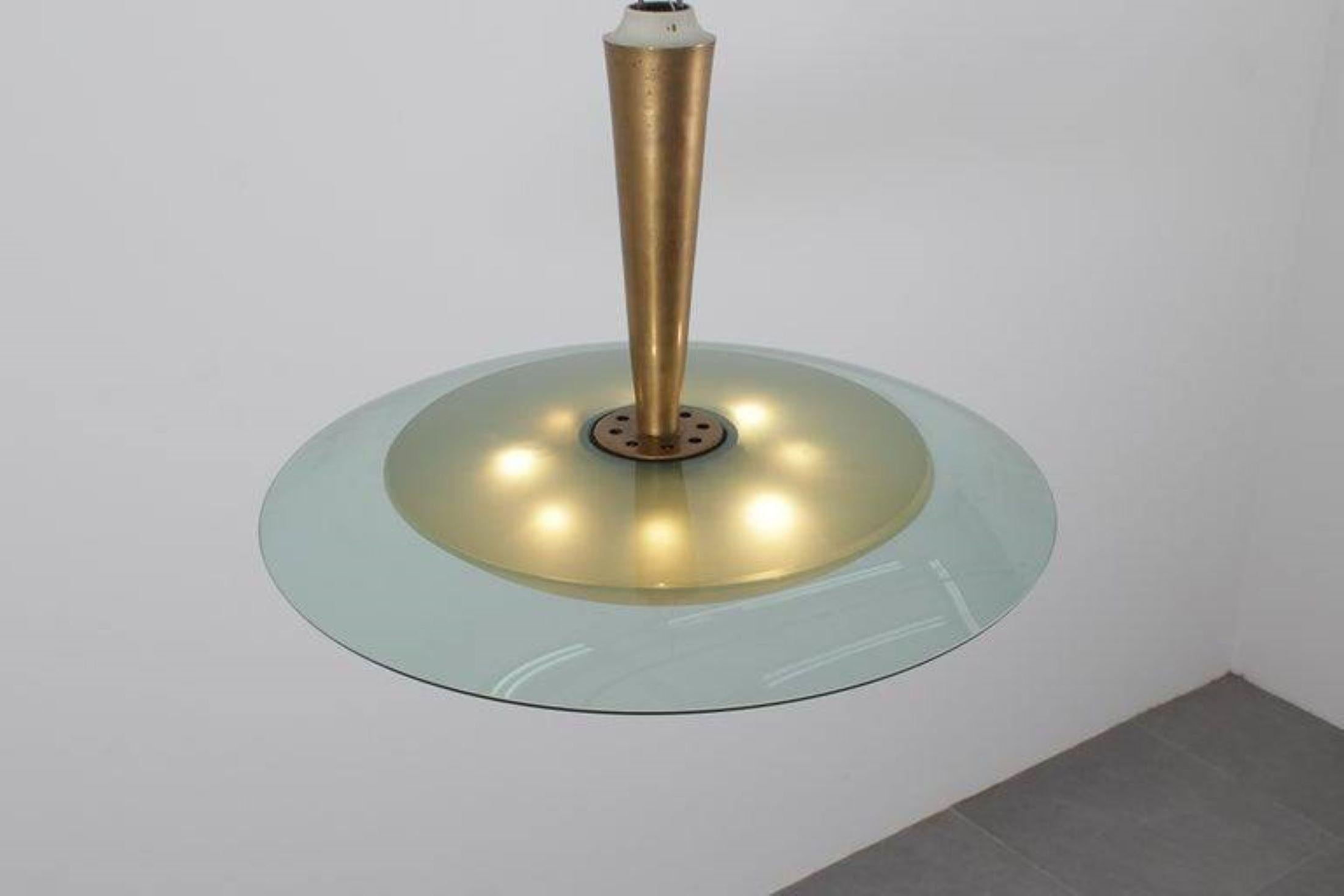 Mid-Century moderno Max Ingrand per Fontana Arte  ciondolo o lampadario Modello 1462 in vendita