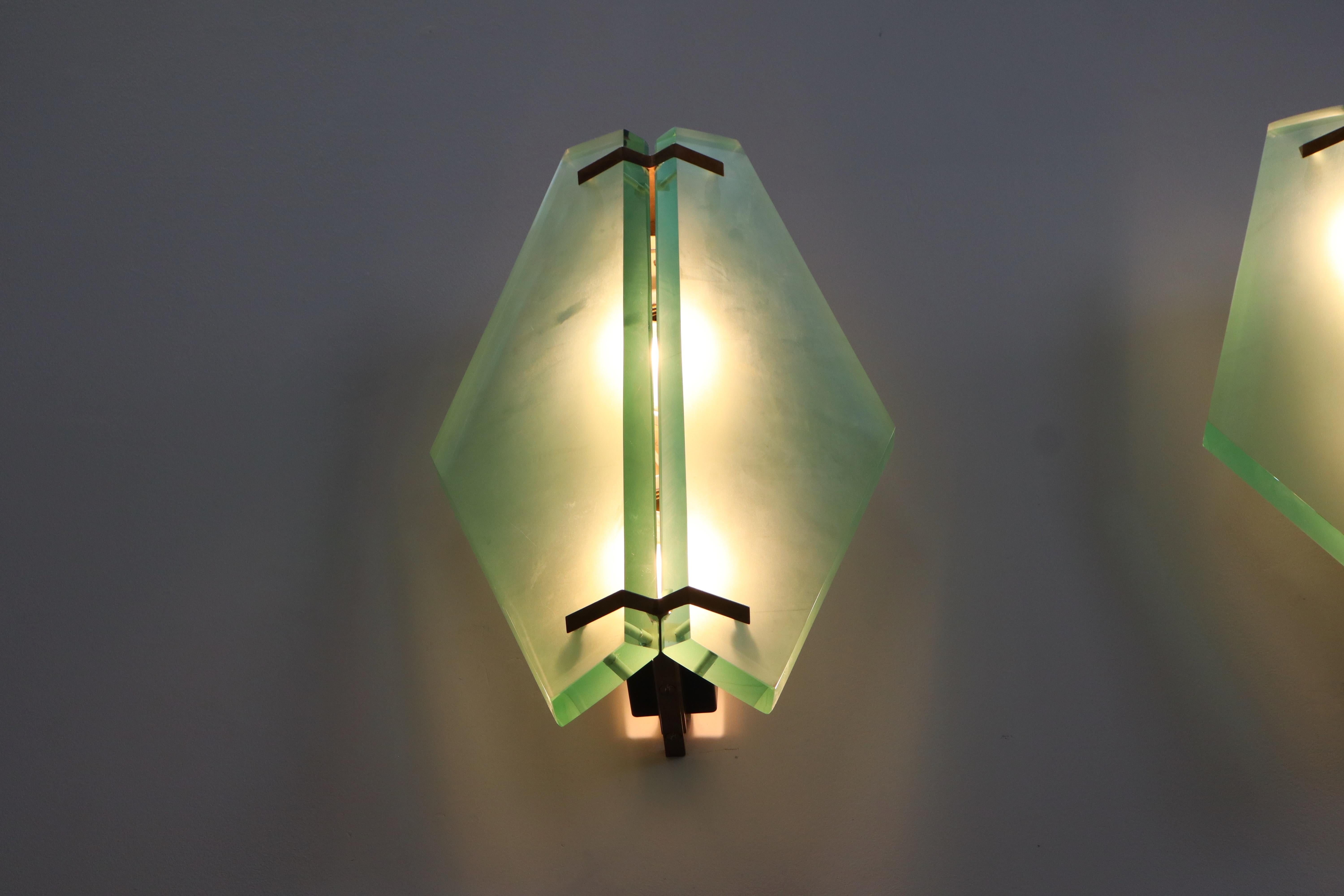 Max Ingrand per Fontana Arte Grande Coppia di appliques mod. 1943 2