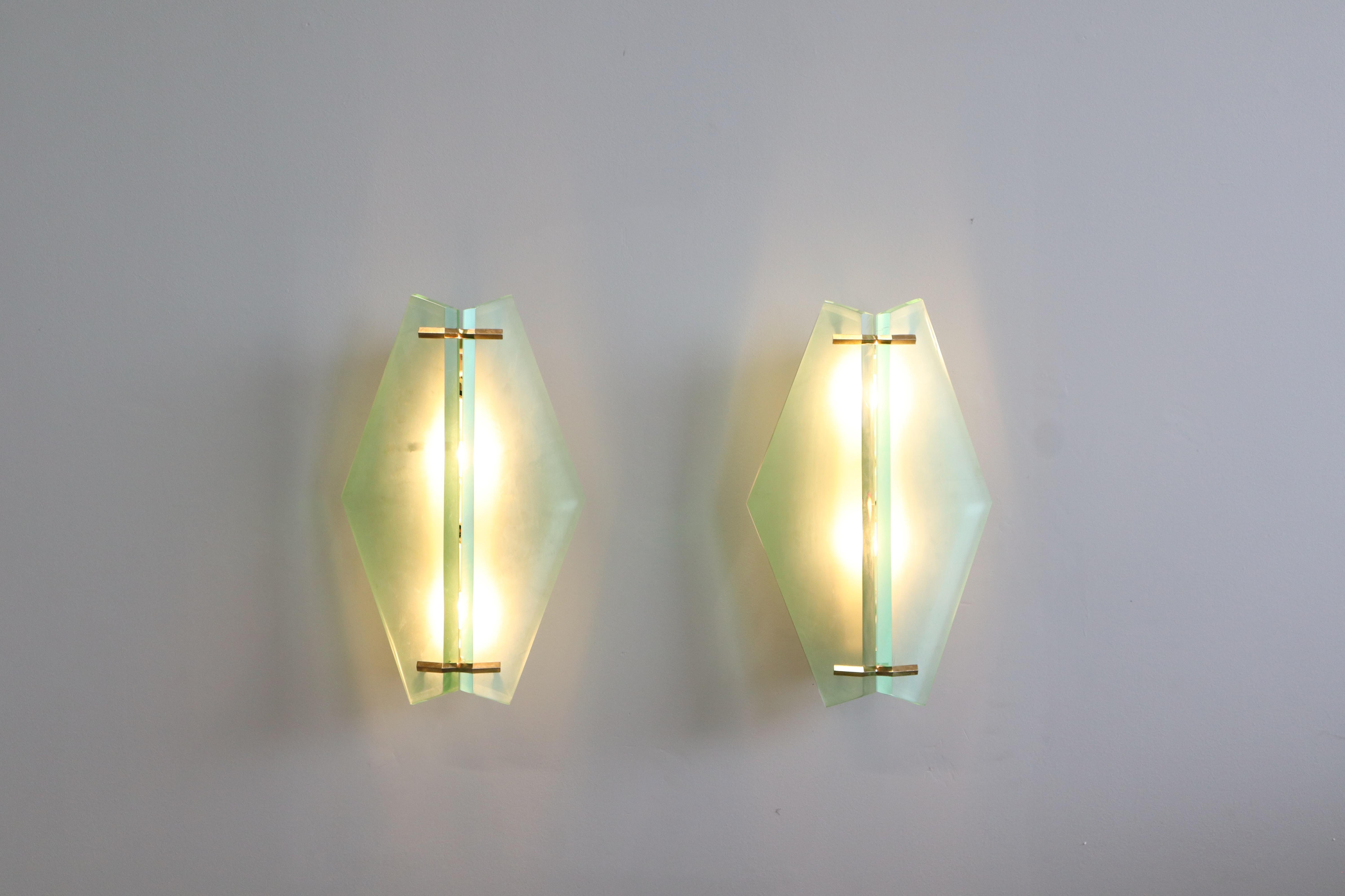 Brass Max Ingrand per Fontana Arte Grande Coppia di appliques mod. 1943