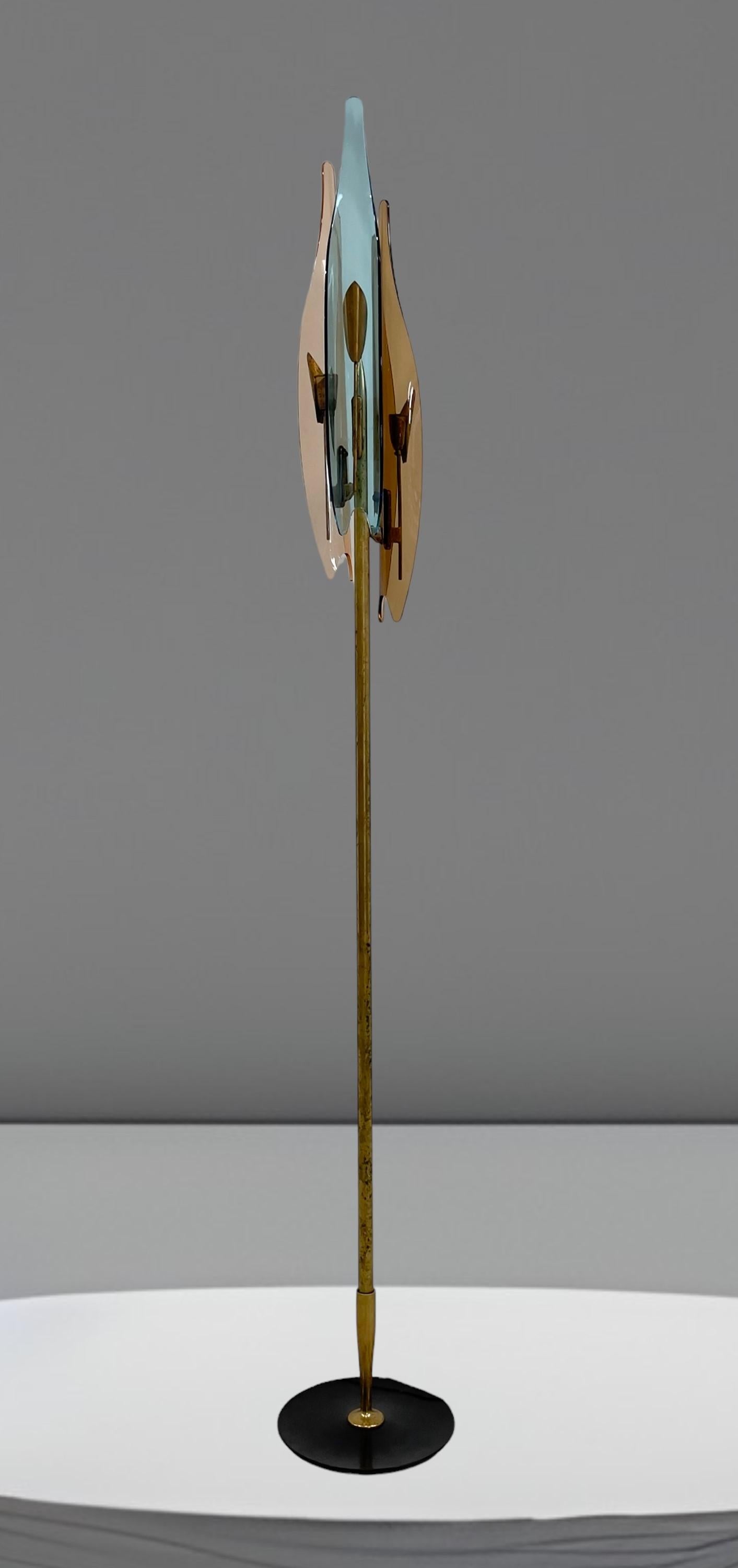 Mid-Century Modern Max Ingrand for Fontana Arte, Rare Dahlia Floor Lamp, 1950s For Sale