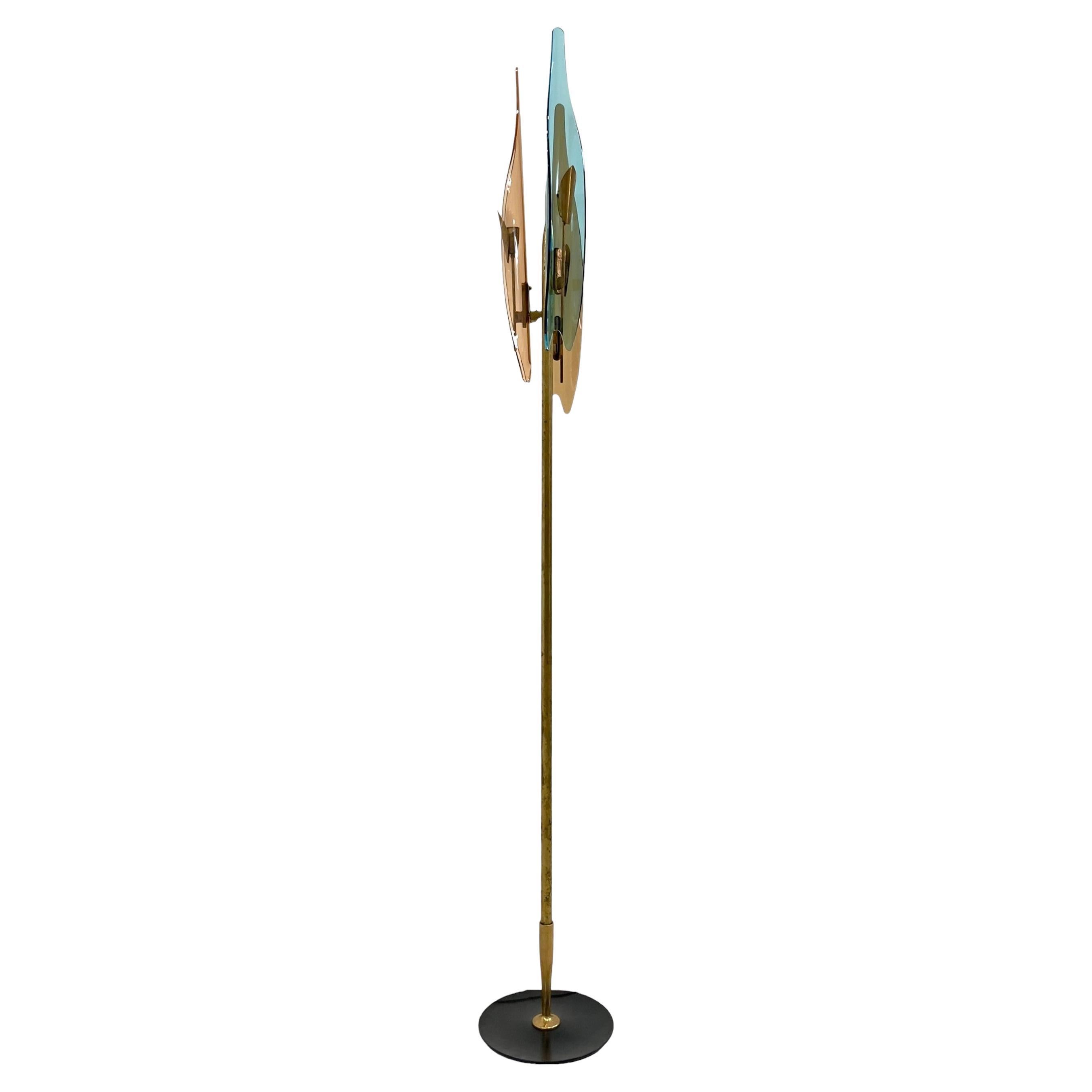 Max Ingrand for Fontana Arte, Rare Dahlia Floor Lamp, 1950s For Sale