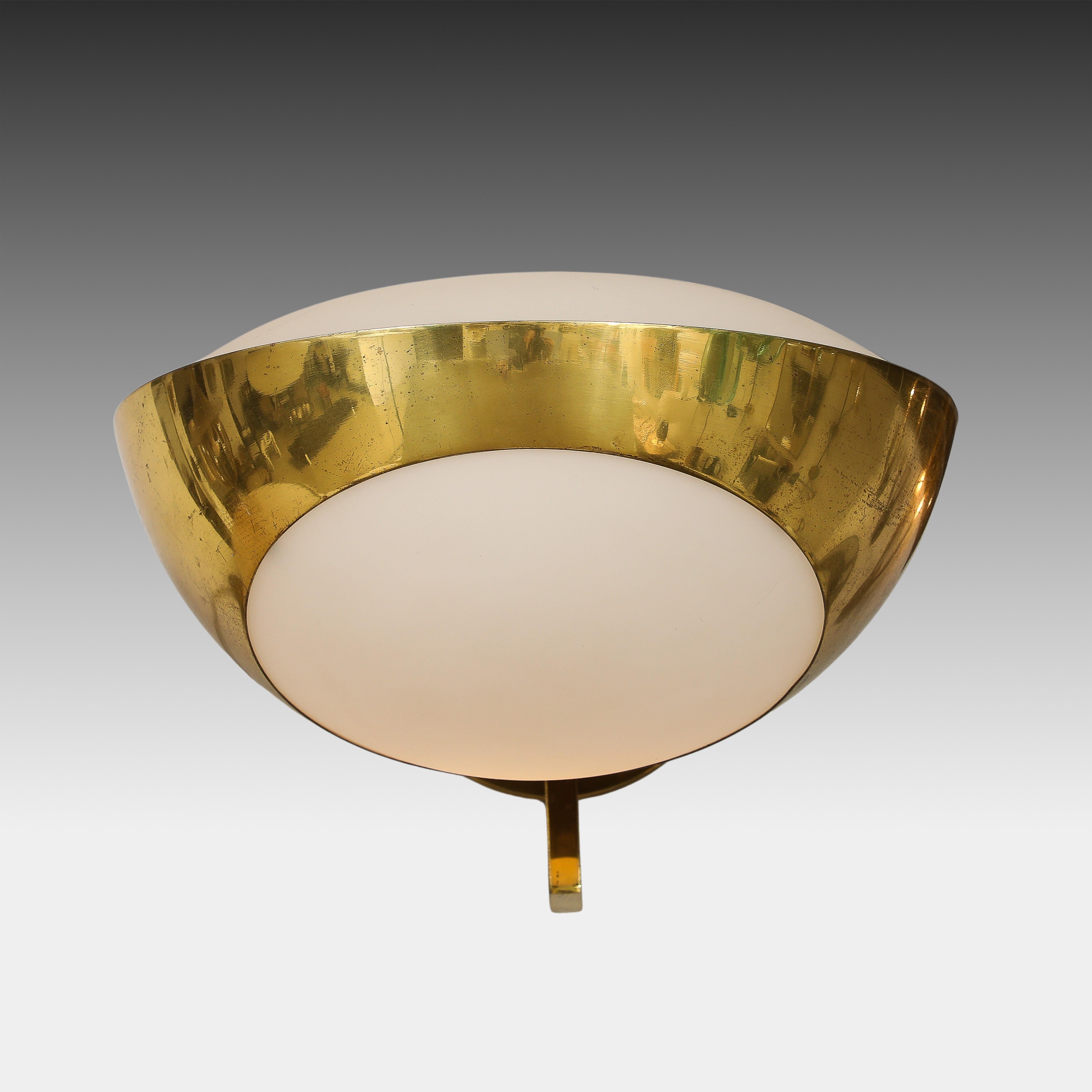 Max Ingrand Rare Pair of Large Brass and Frosted Glass Sconces Model 1963 For Sale 2