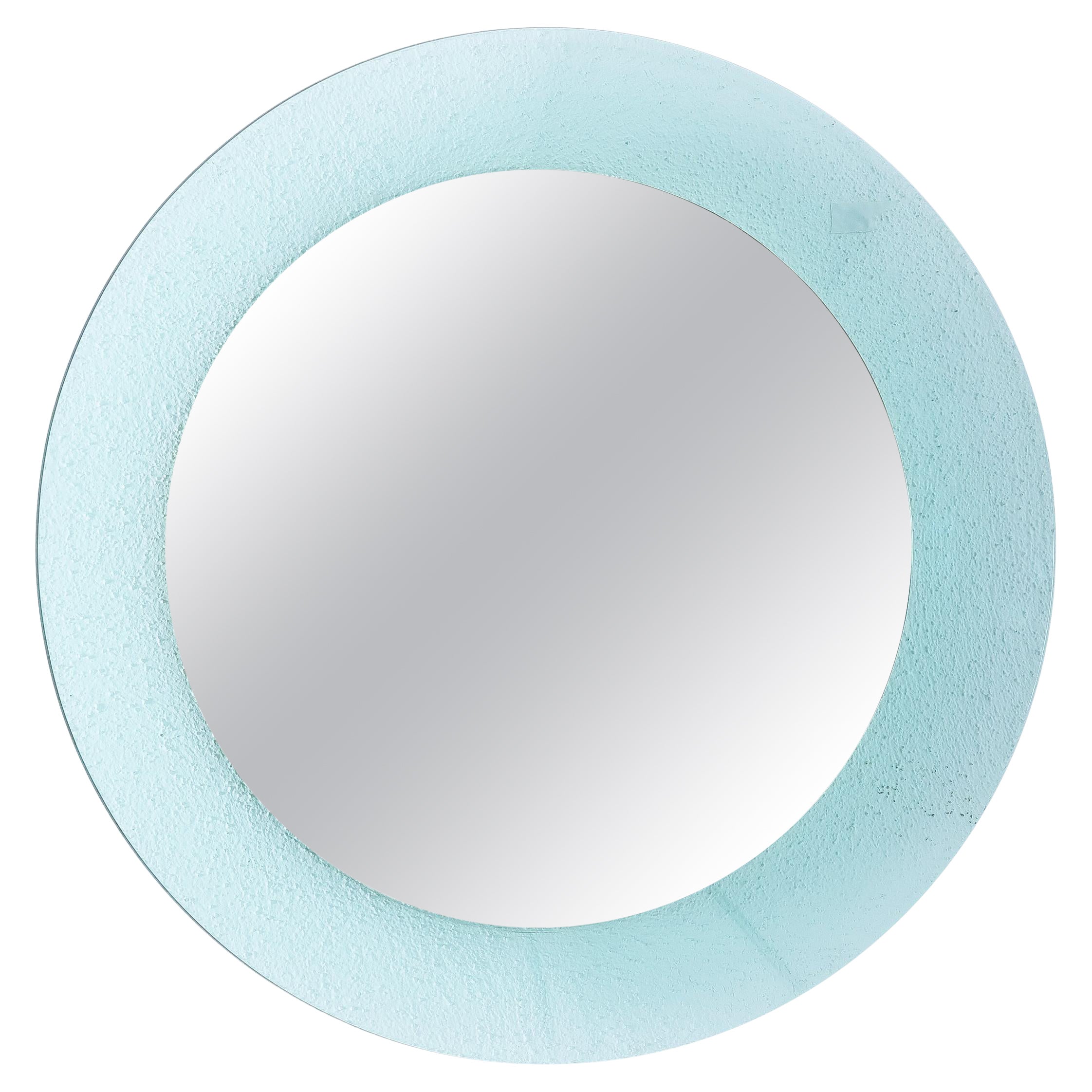 Max Ingrand Espejo Redondo Azul Fontana Arte Modelo 1699, Mediados del Siglo Italia