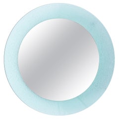Max Ingrand Round Blue Mirror Fontana Arte Model 1699, Mid Century Italy
