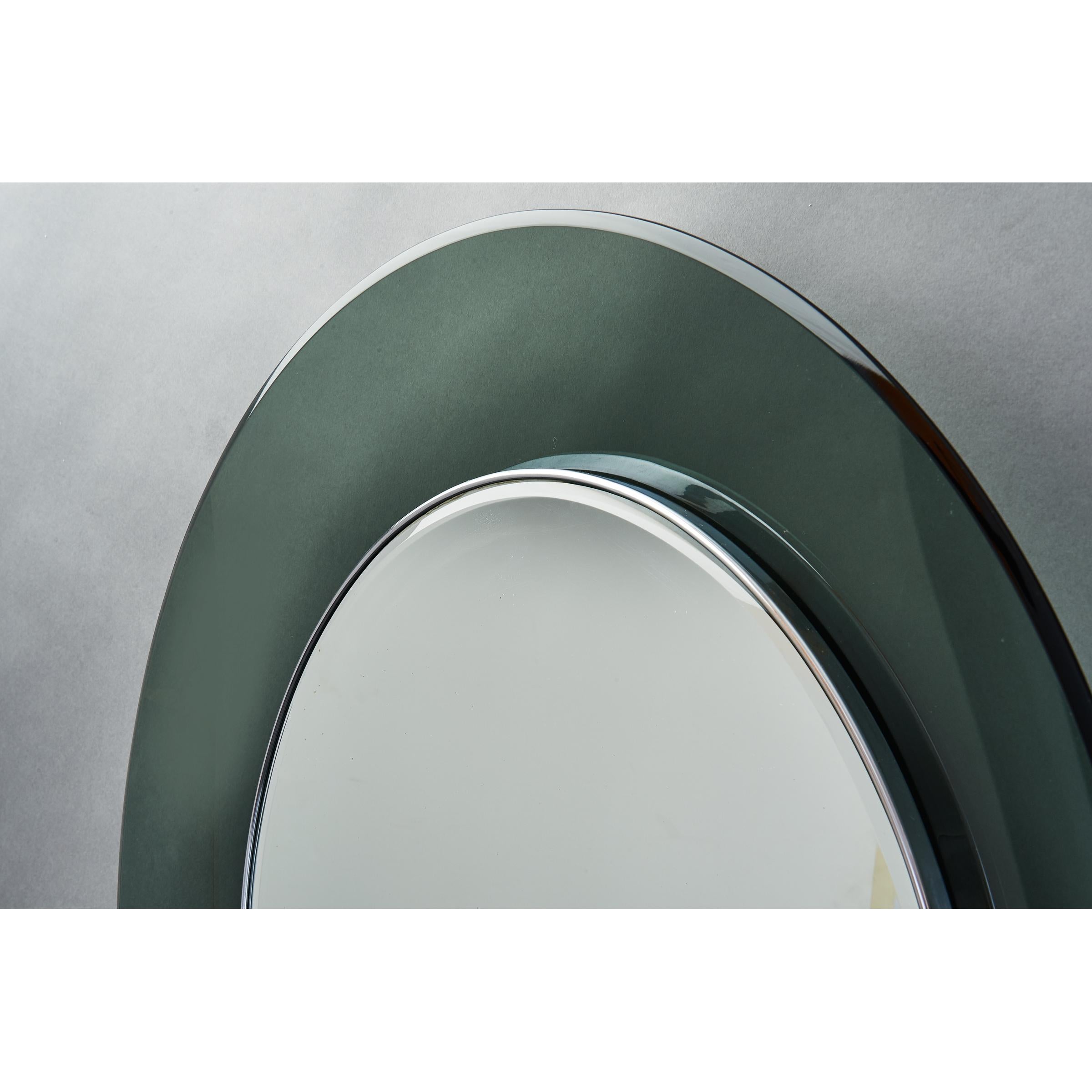 Mid-Century Modern Max Ingrand Round Colored Glass Mirror, 1960s