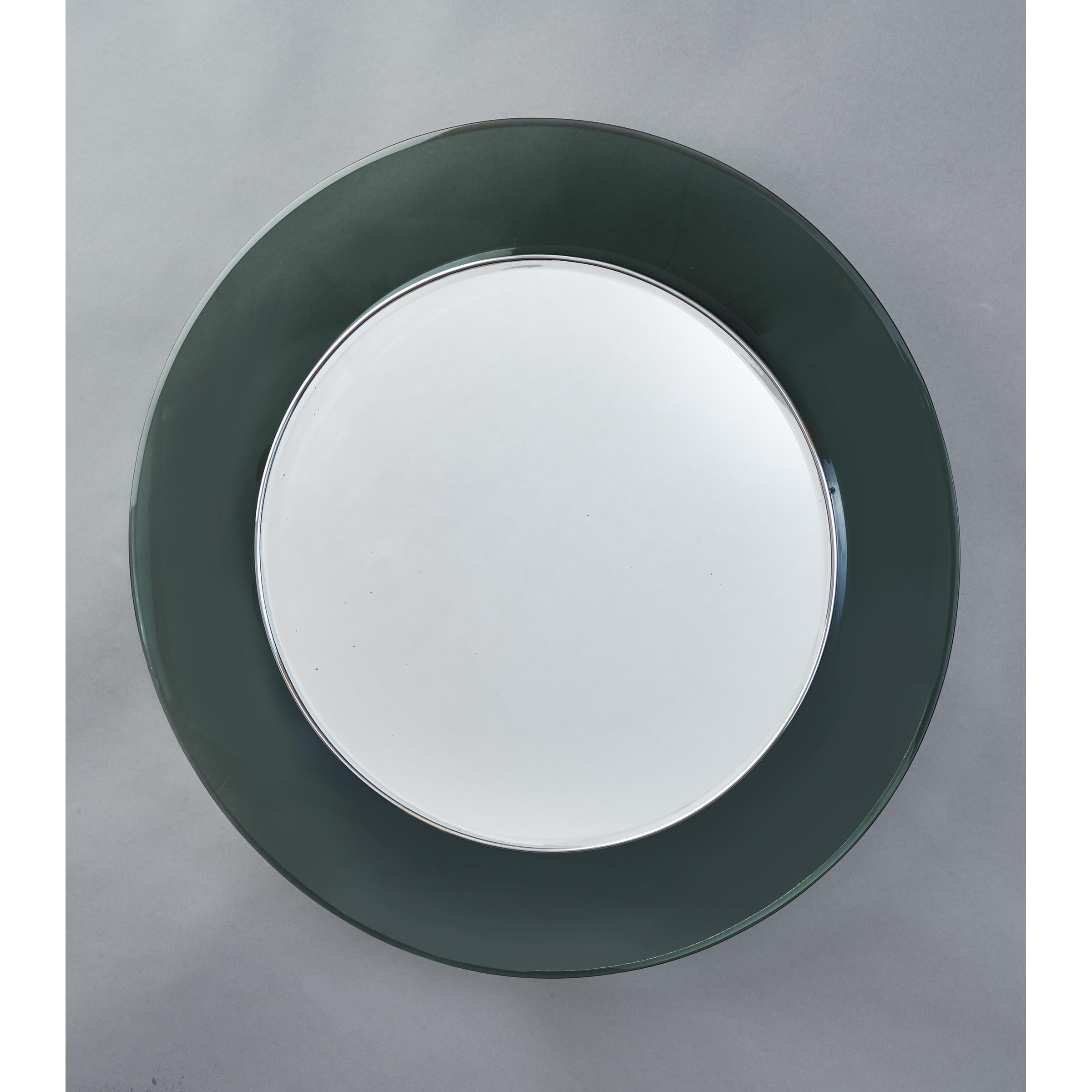 Mid-20th Century Max Ingrand Round Colored Glass Mirror, 1960s