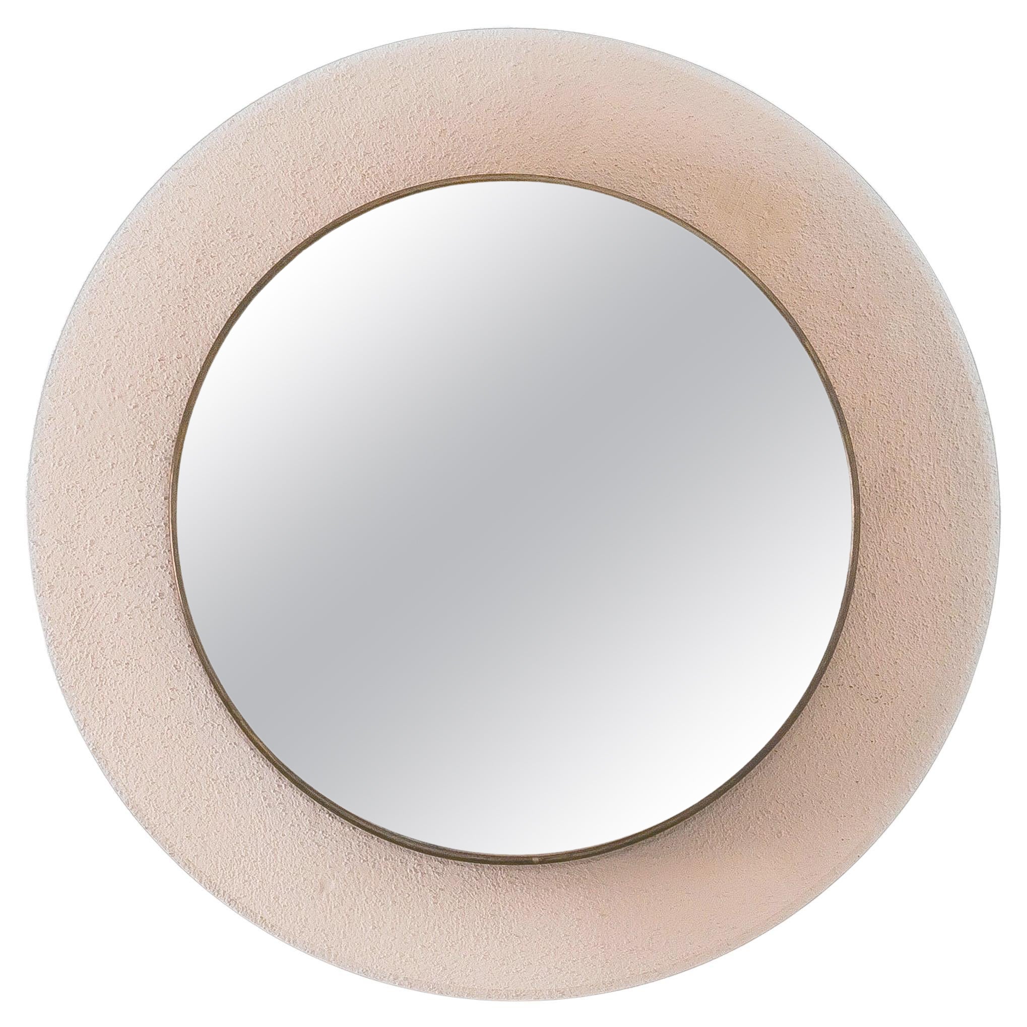 Max Ingrand Round Orange Mirror Fontana Arte Model 1699, Italy Circa 1958
