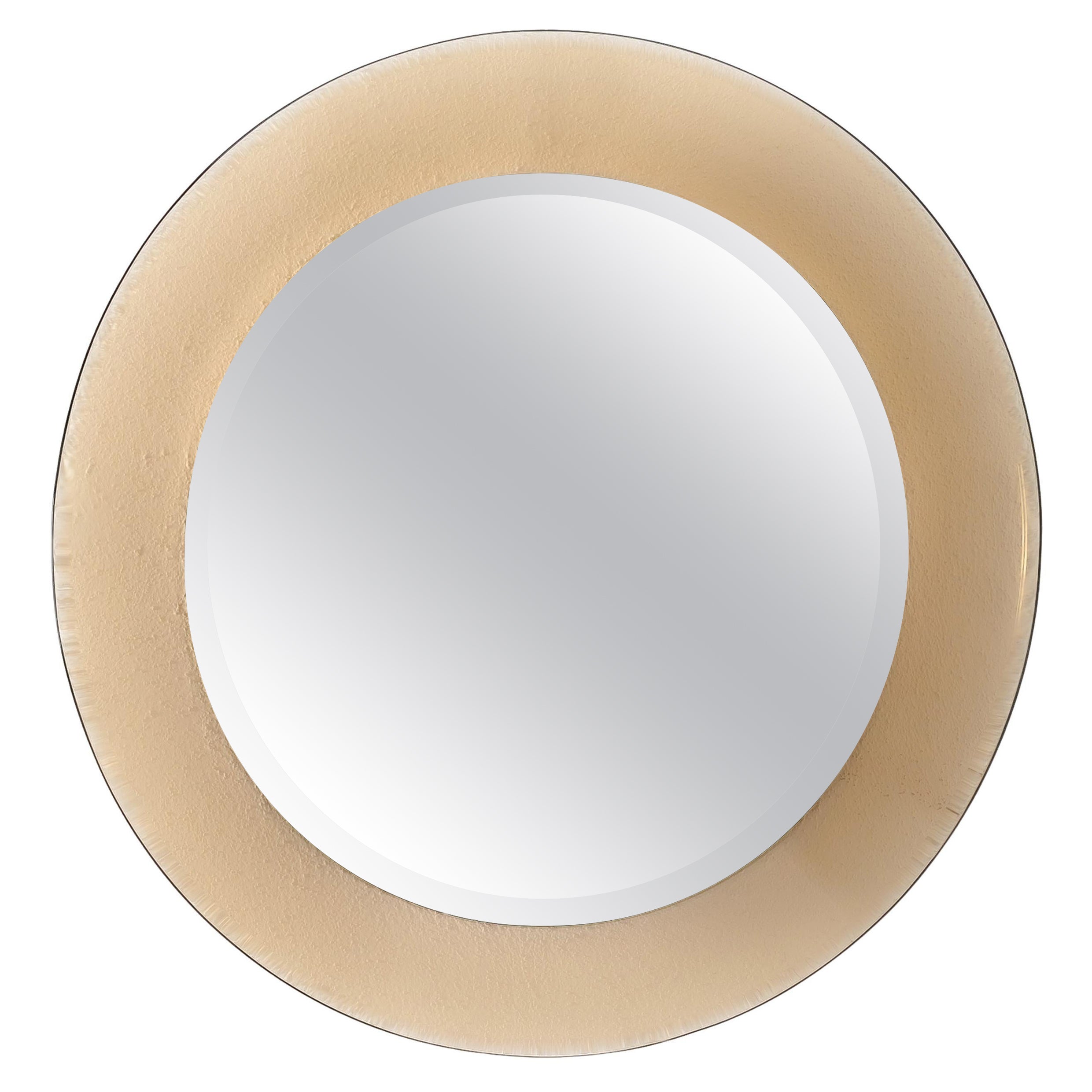 Miroir rond orange fumé Max Ingrand, modèle Fontana Arte, 1699
