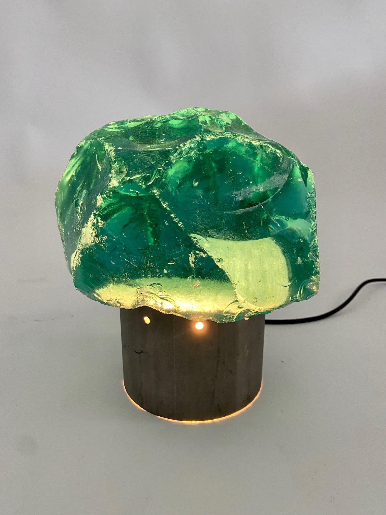 Mid-20th Century Max Ingrand Style Table Lamp, Saint Gobain Glass For Sale