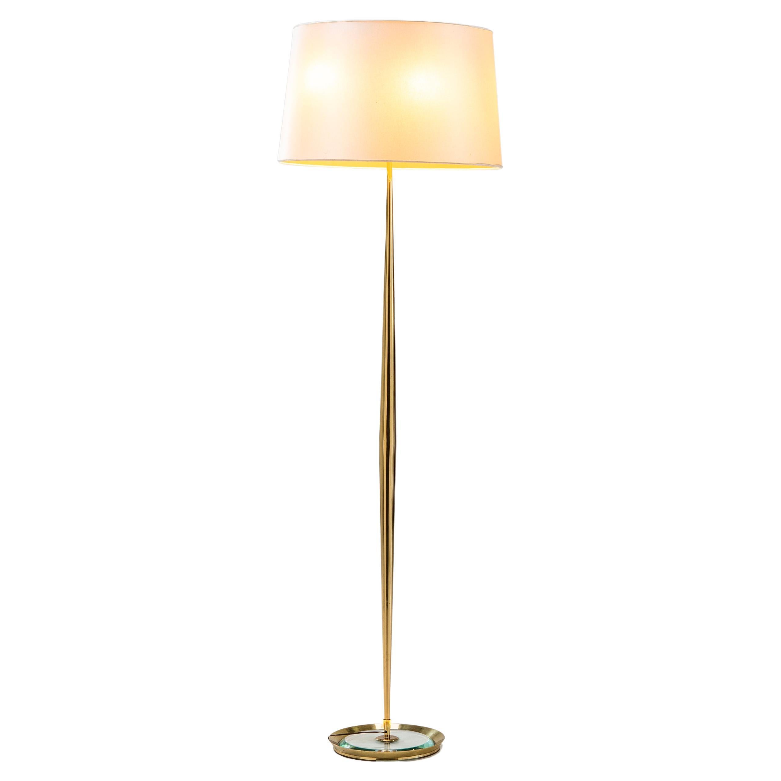 Max Ingrand Variant mod 1692 Brass floor lamp with crystal base Fontana Arte 60s