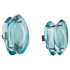 Max Ingrand, Wall Lights, Nickel, Glass, Italy, 1950s