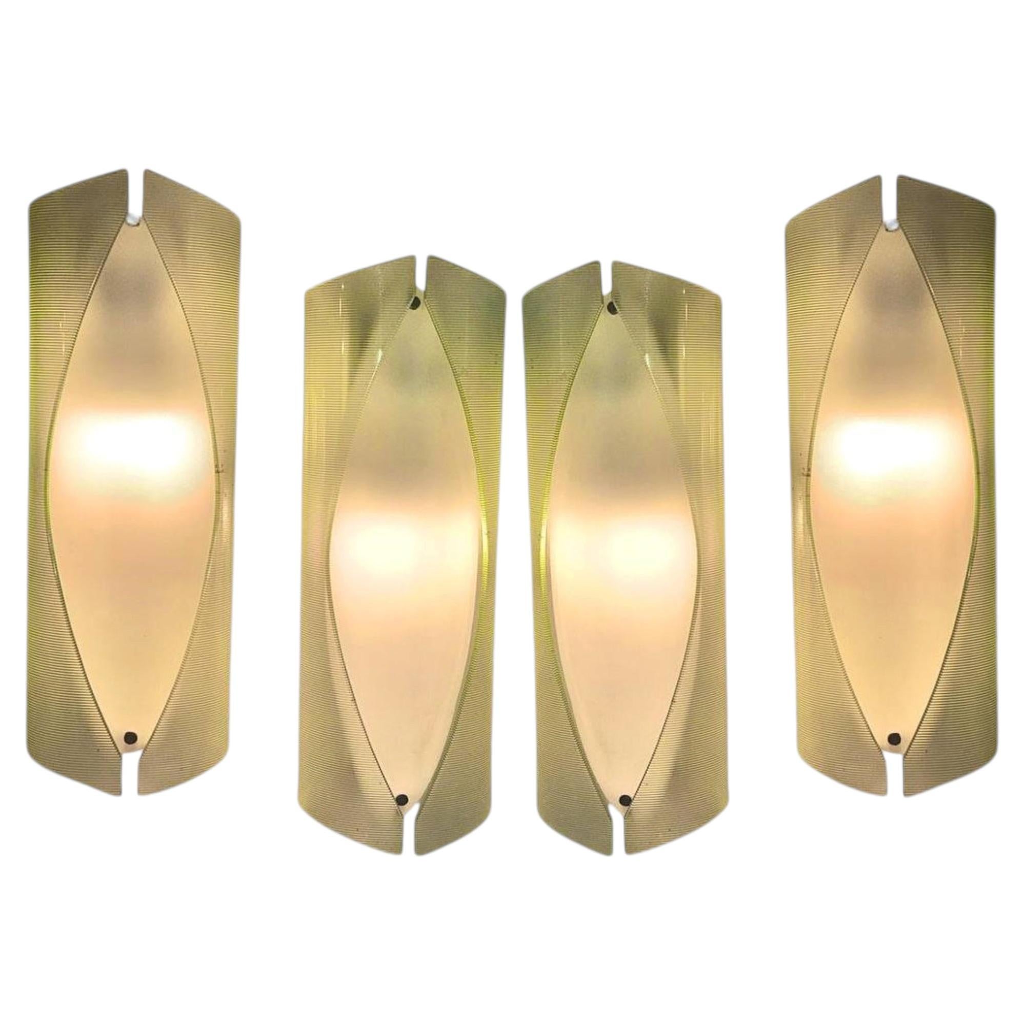 Max Ingrand Fontana Arte documented mod 2224 set of 4 wall sconces 1958'