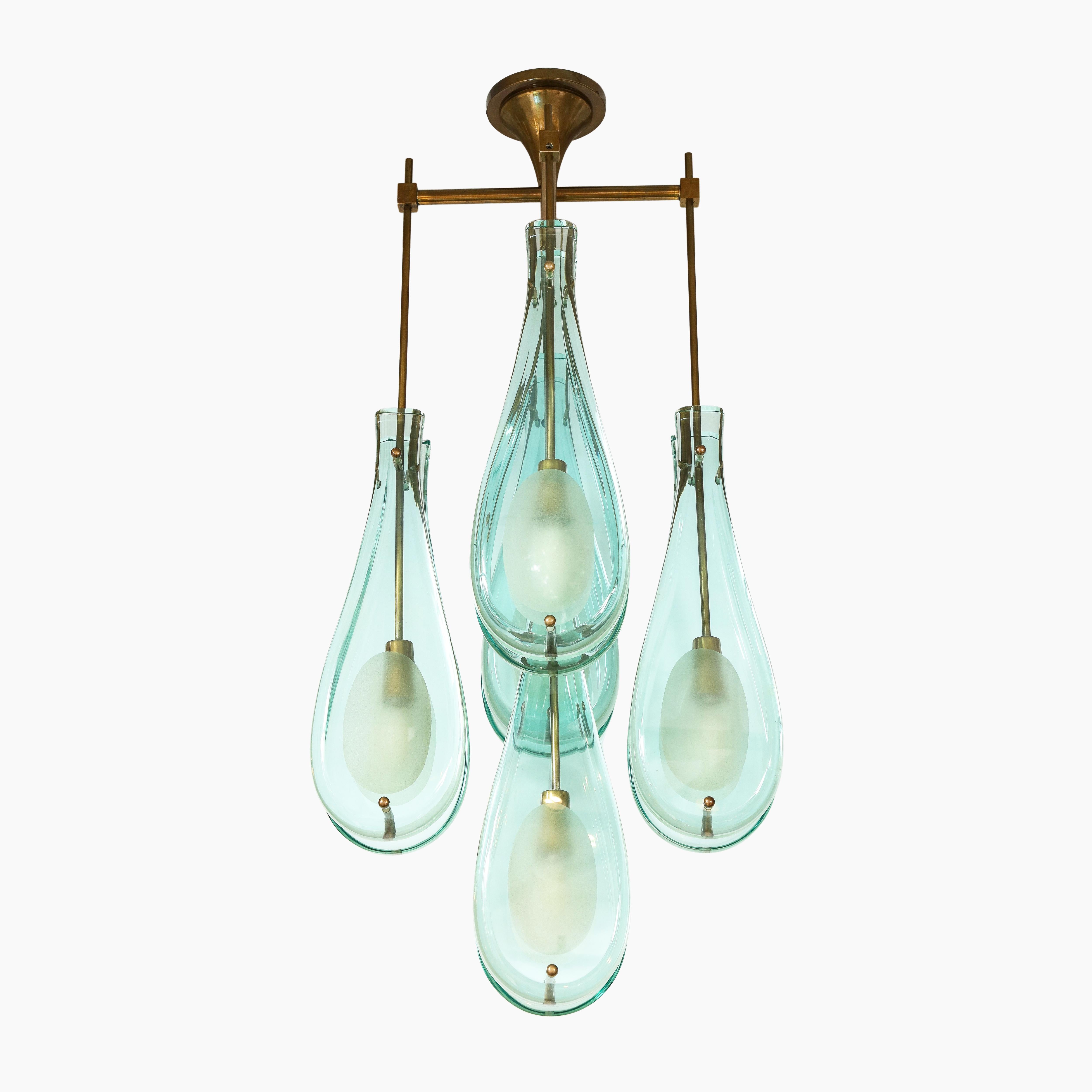 Italiano Max Inrgand per Fontana Arte Lampadario raro Modello 2338 in vendita