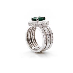 Zambiavn Emerald 1.75 Carat Diamond Platinum Cocktail Ring