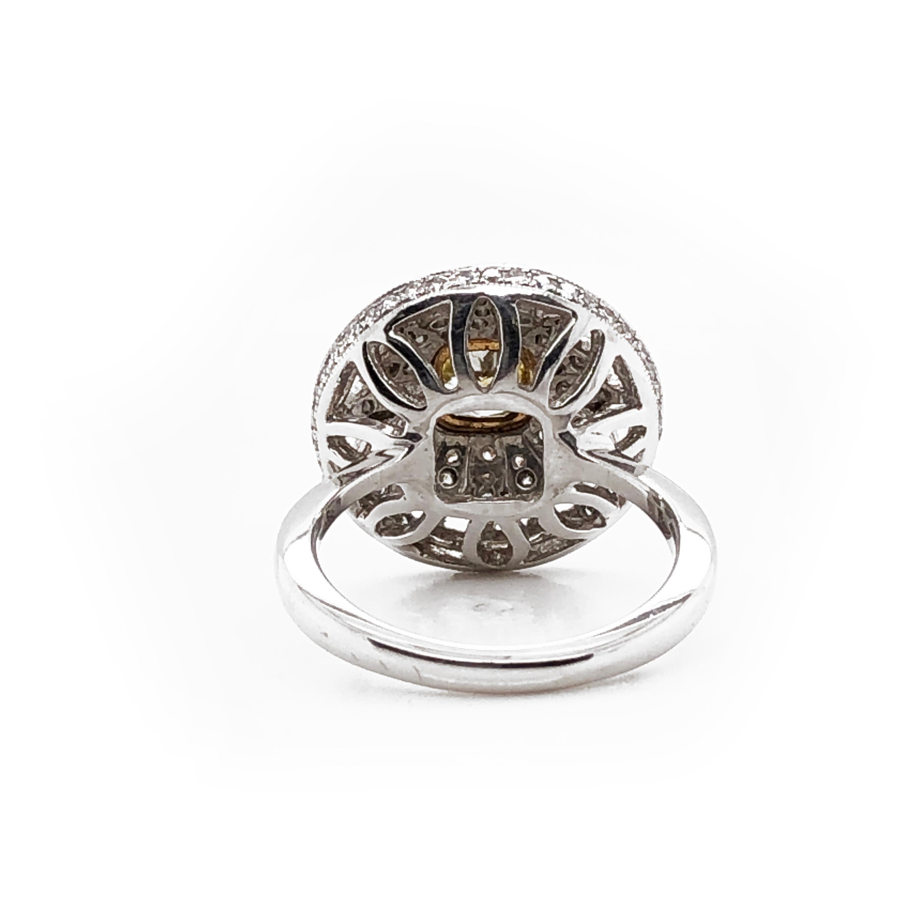 Contemporary Fancy Yellow French Cut Diamond 9.77 Carat Gold Platinum Cocktail Ring For Sale