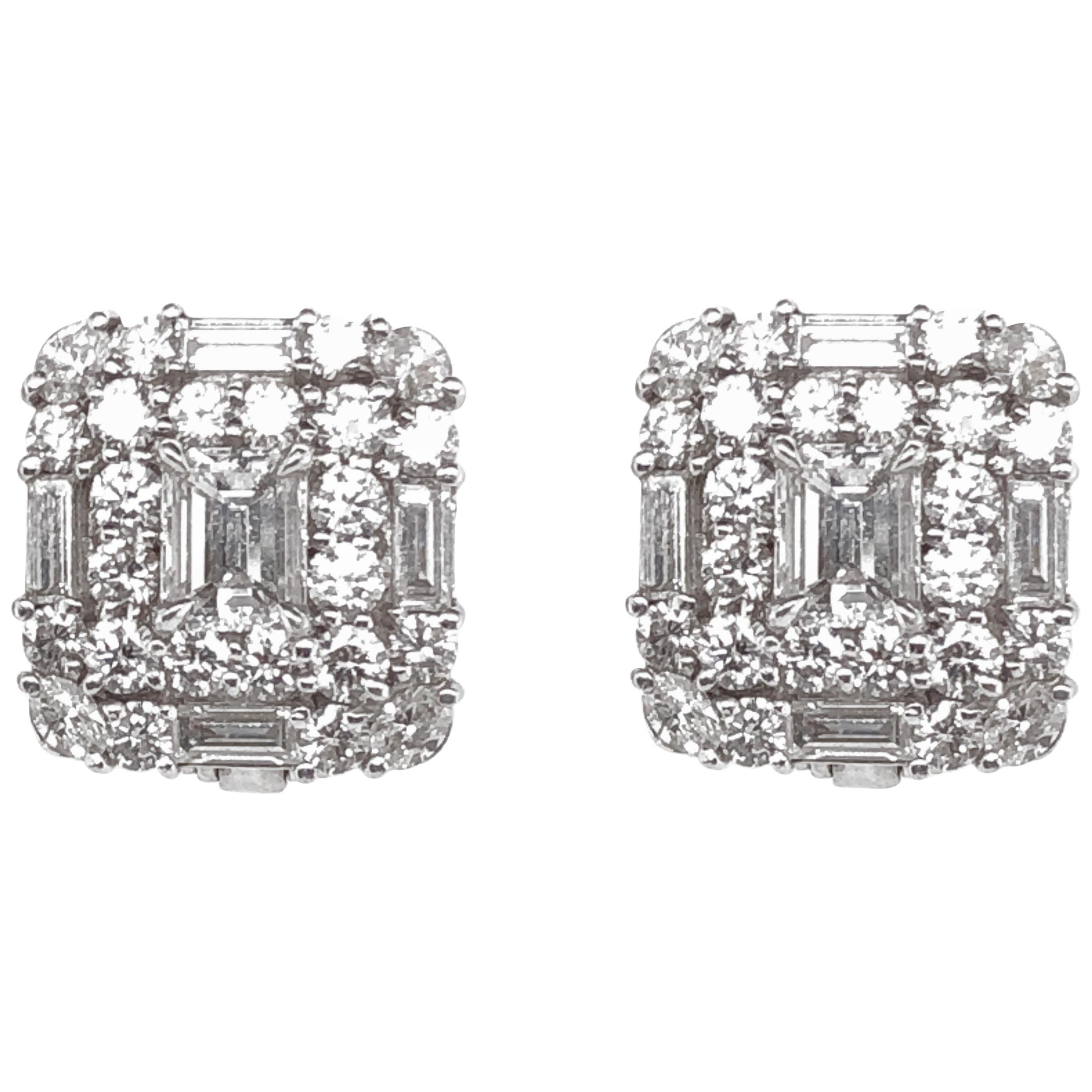GIA Certified Emerald Cut Diamonds 2.02 ct  Platinum Diamond Earrings For Sale