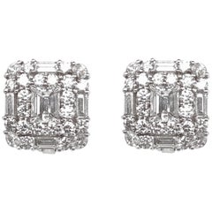 GIA Certified Emerald Cut Diamonds 2.02 ct  Platinum Diamond Earrings