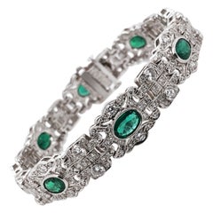 Zambian Emeralds 5.68 Carat Diamond Platinum Bracelet