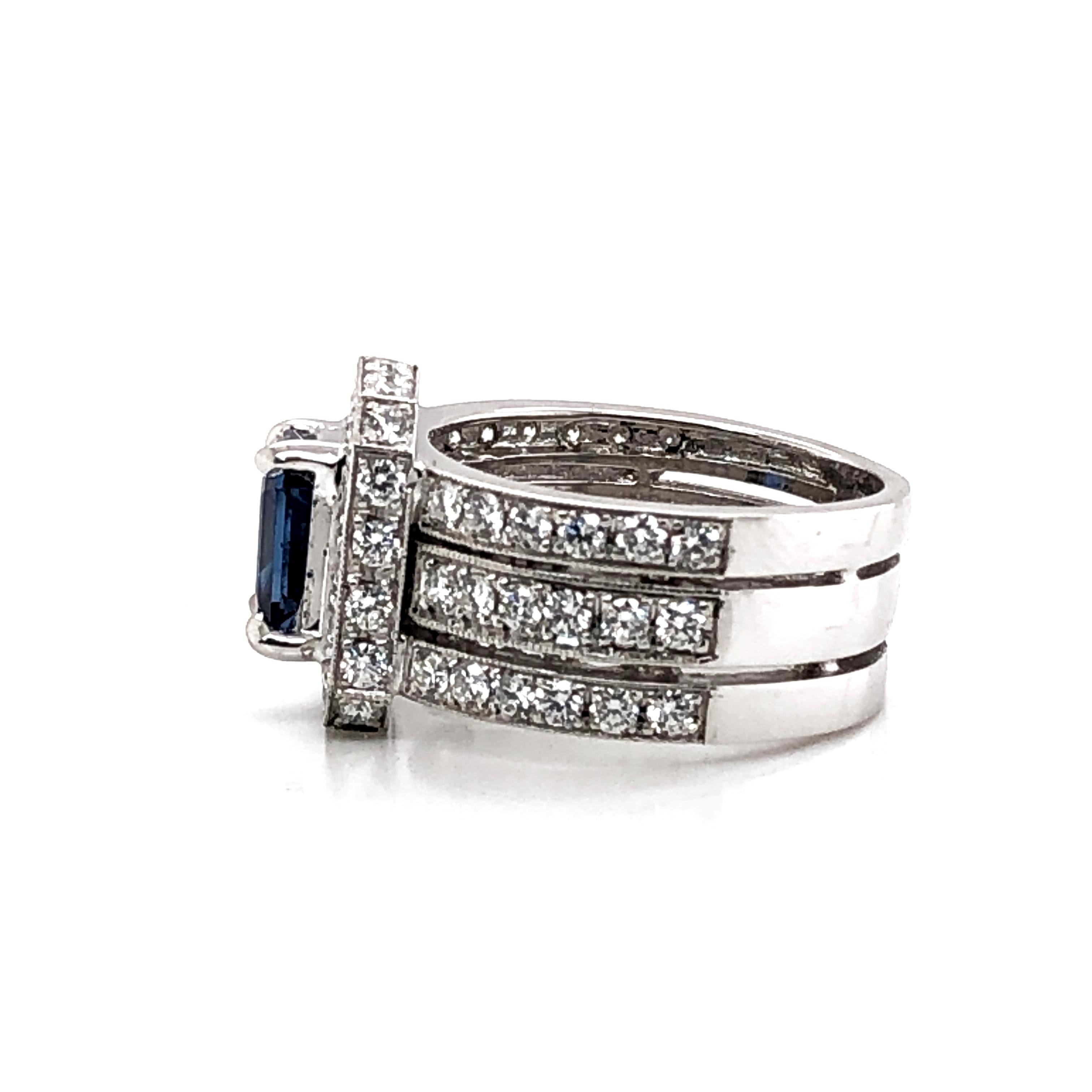 Ceylon Sapphire 1.98 Carat Diamonds Platinum Cocktail Ring In New Condition For Sale In New York, NY