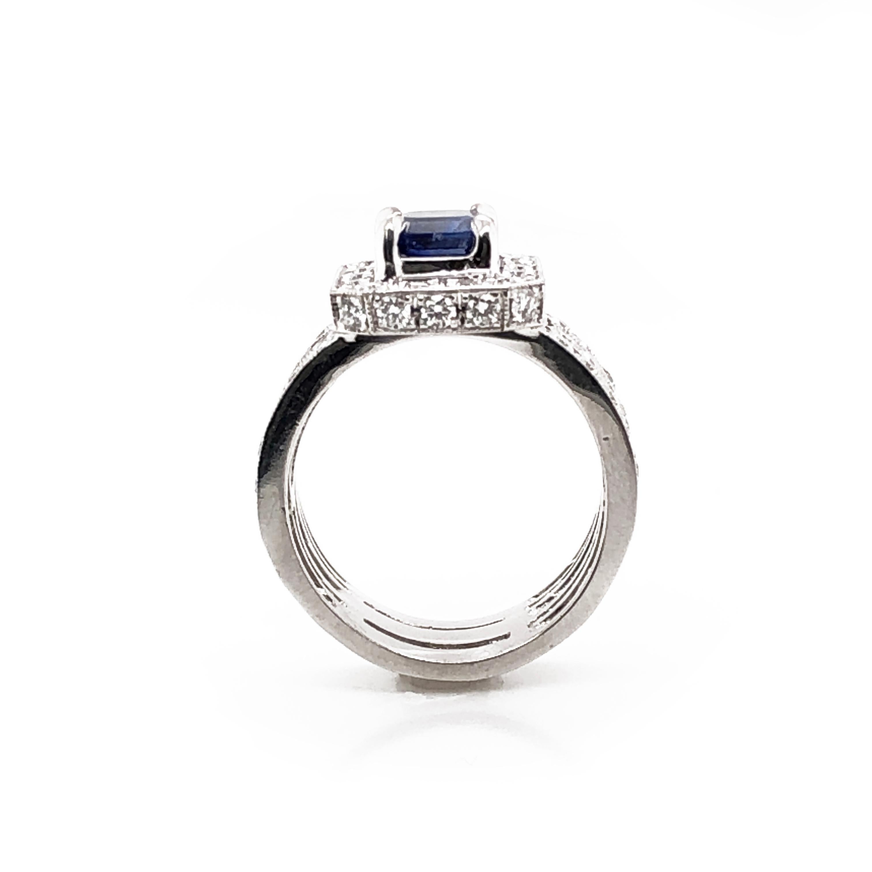 Ceylon Sapphire 1.98 Carat Diamonds Platinum Cocktail Ring For Sale 1