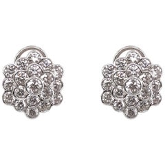 Snowflake Inspired Round Diamonds 6.23 Carat Platinum Earrings