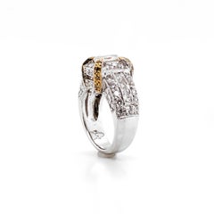 Yellow Princess Diamond Platinum Gold Cocktail Ring