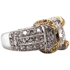 Yellow Princess Diamond Platinum Gold Cocktail Ring Yellow Princess Diamond Platinum Gold Cocktail Ring
