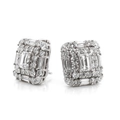 GIA Certified Emerald Cut Diamonds 2.02 ct  Platinum Diamond Earrings