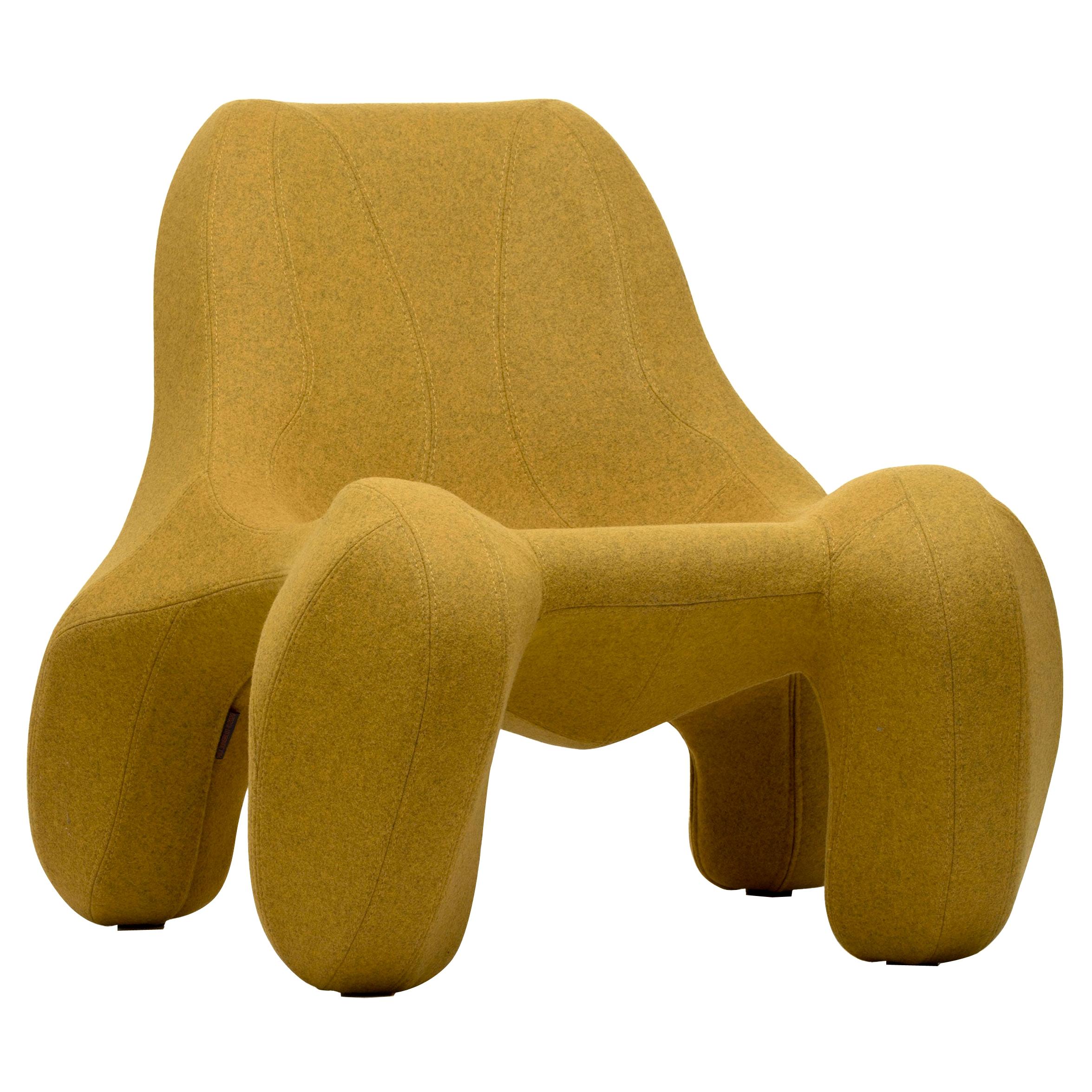 Ocher Yellow Club chair Club 112 in felt wool, Colour 457 Divina Melange 3 For Sale