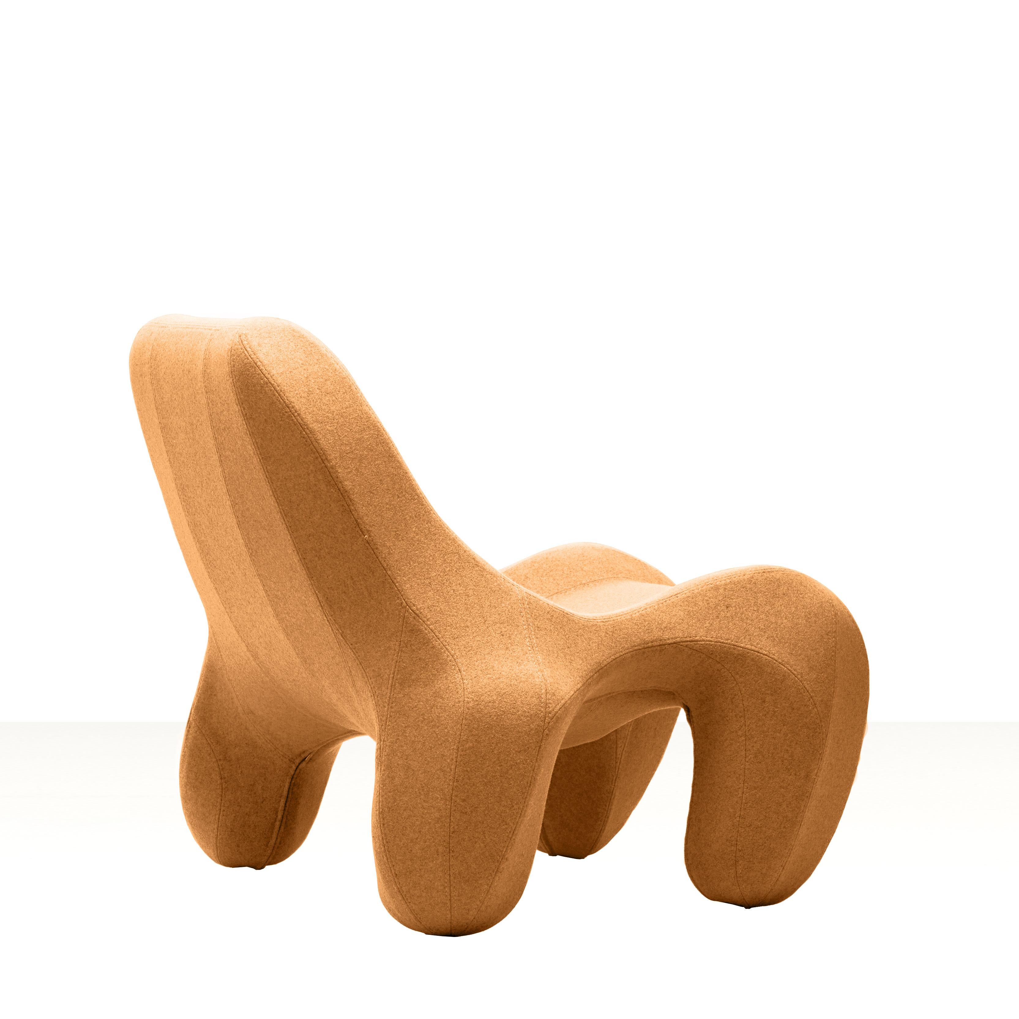 Européen Fauteuil club Cape Palliser Orange Club 112 en laine feutre Club 112, couleur 527 Divina Melange 3 en vente
