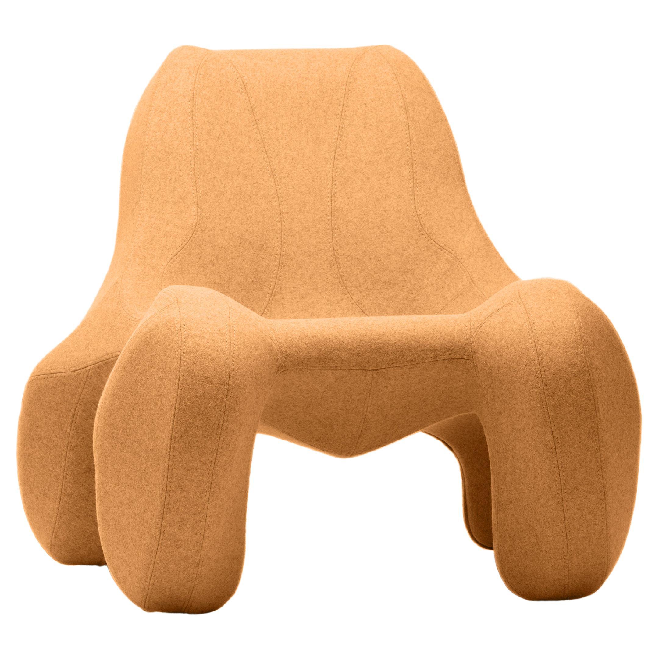 Fauteuil club Cape Palliser Orange Club 112 en laine feutre Club 112, couleur 527 Divina Melange 3 en vente