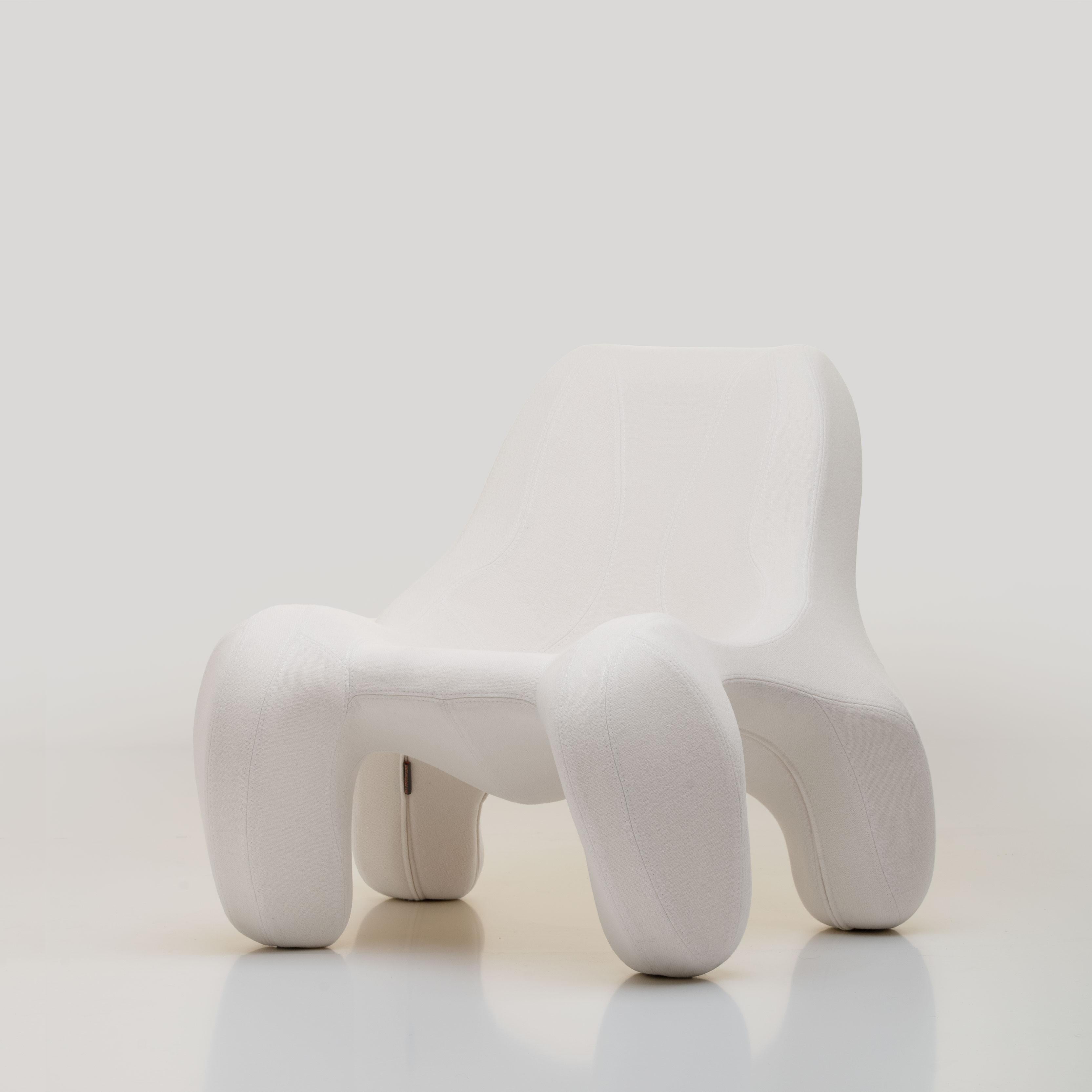 Modern Sisal white chair “Club 112” in woven woollen finish, Colour 100 Tonus For Sale