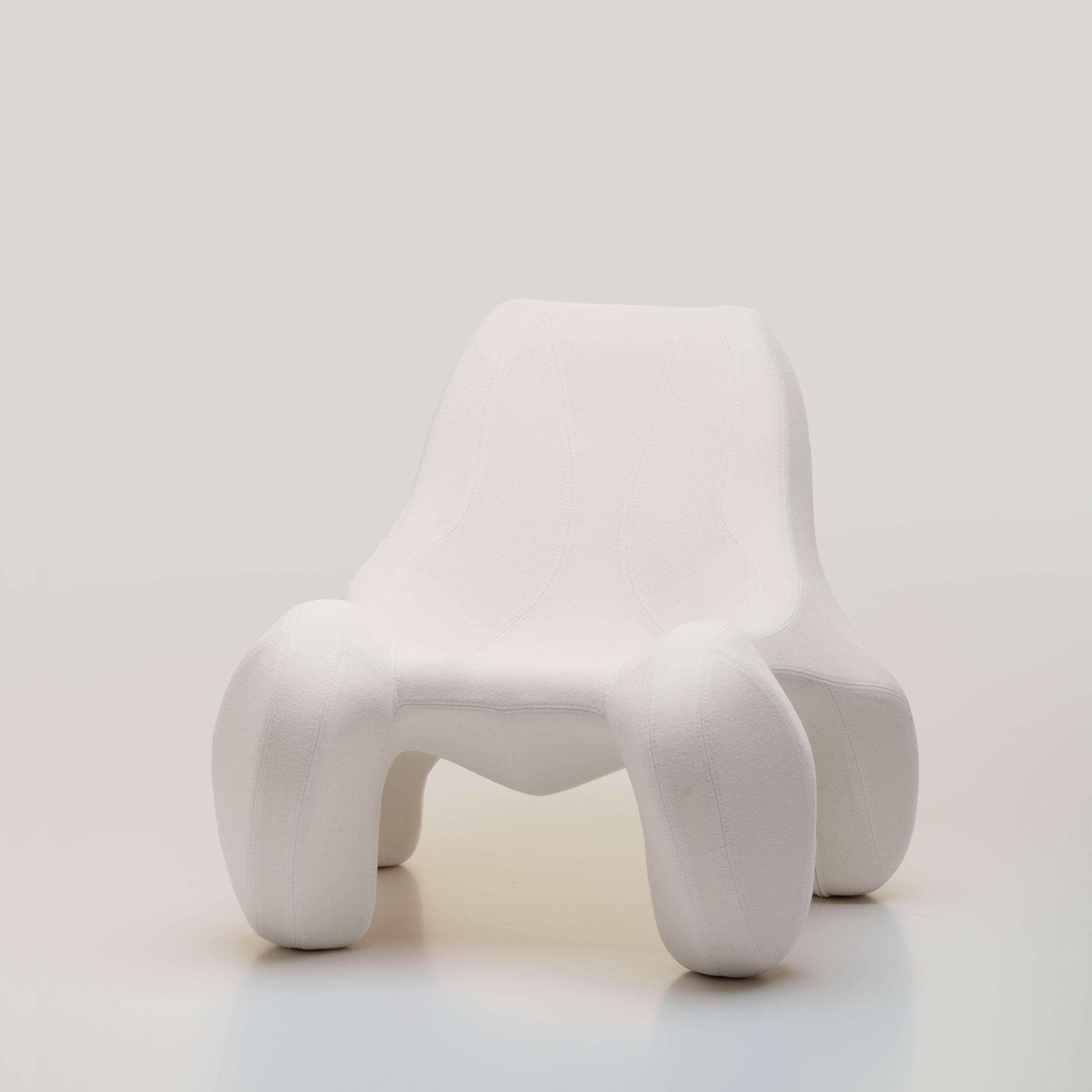 European Sisal white chair “Club 112” in woven woollen finish, Colour 100 Tonus For Sale