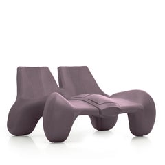 Double Chaise Longue couch “DC 114” in Pure Aniline Leather, Colour Egg Plant